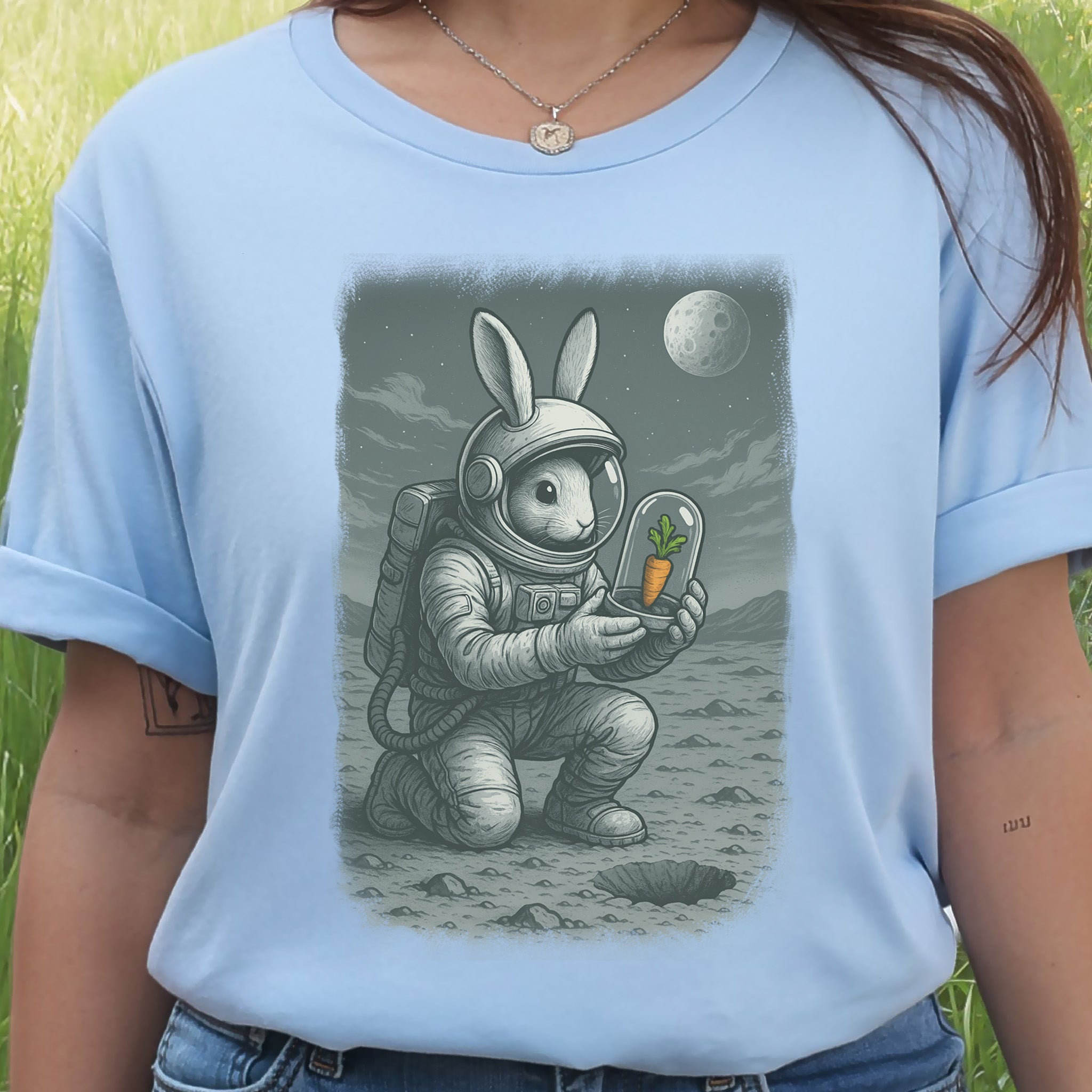 Astronaut Bunny Carrot T-Shirt – Funny Space Rabbit Galaxy Tee