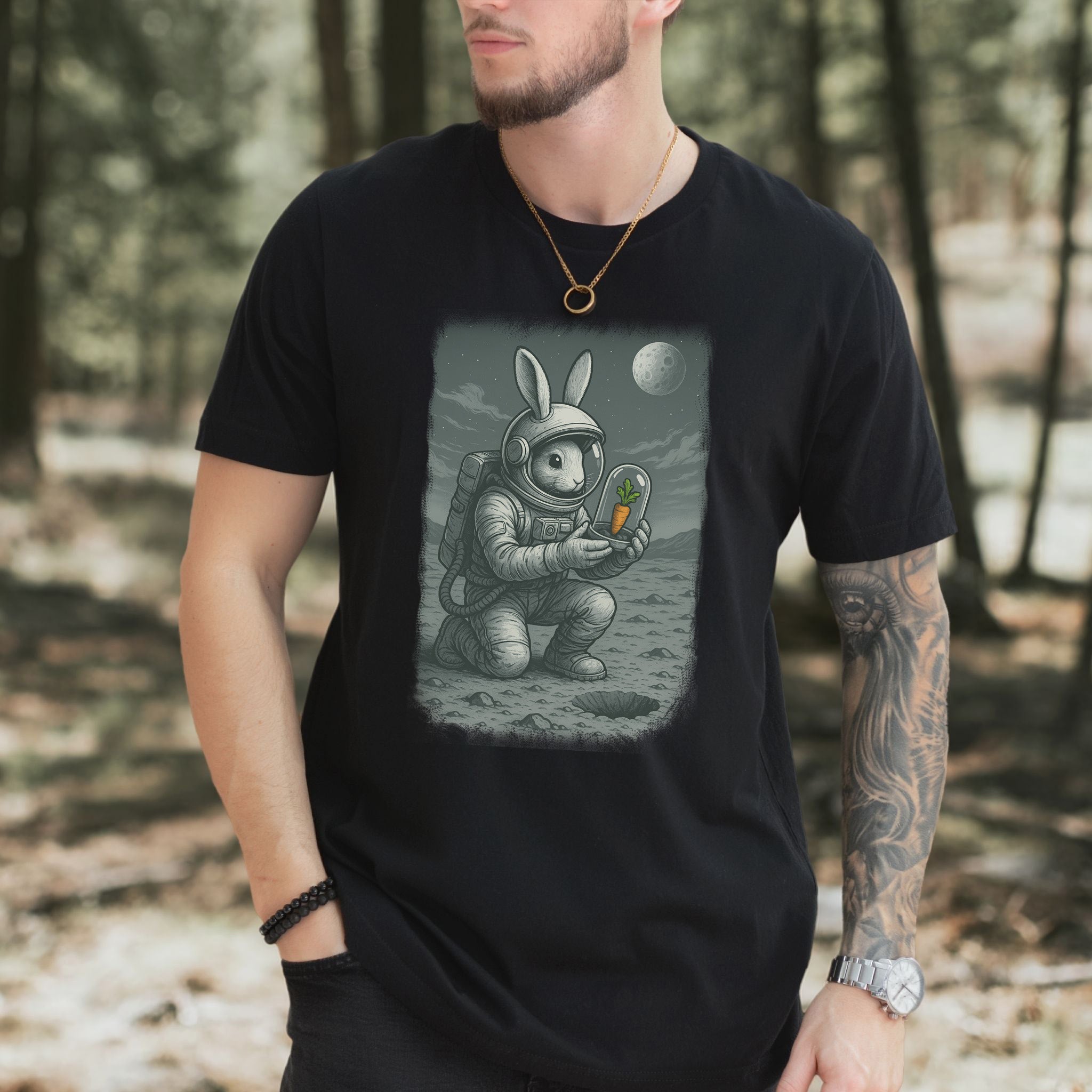 Astronaut Bunny Carrot T-Shirt – Funny Space Rabbit Galaxy Tee