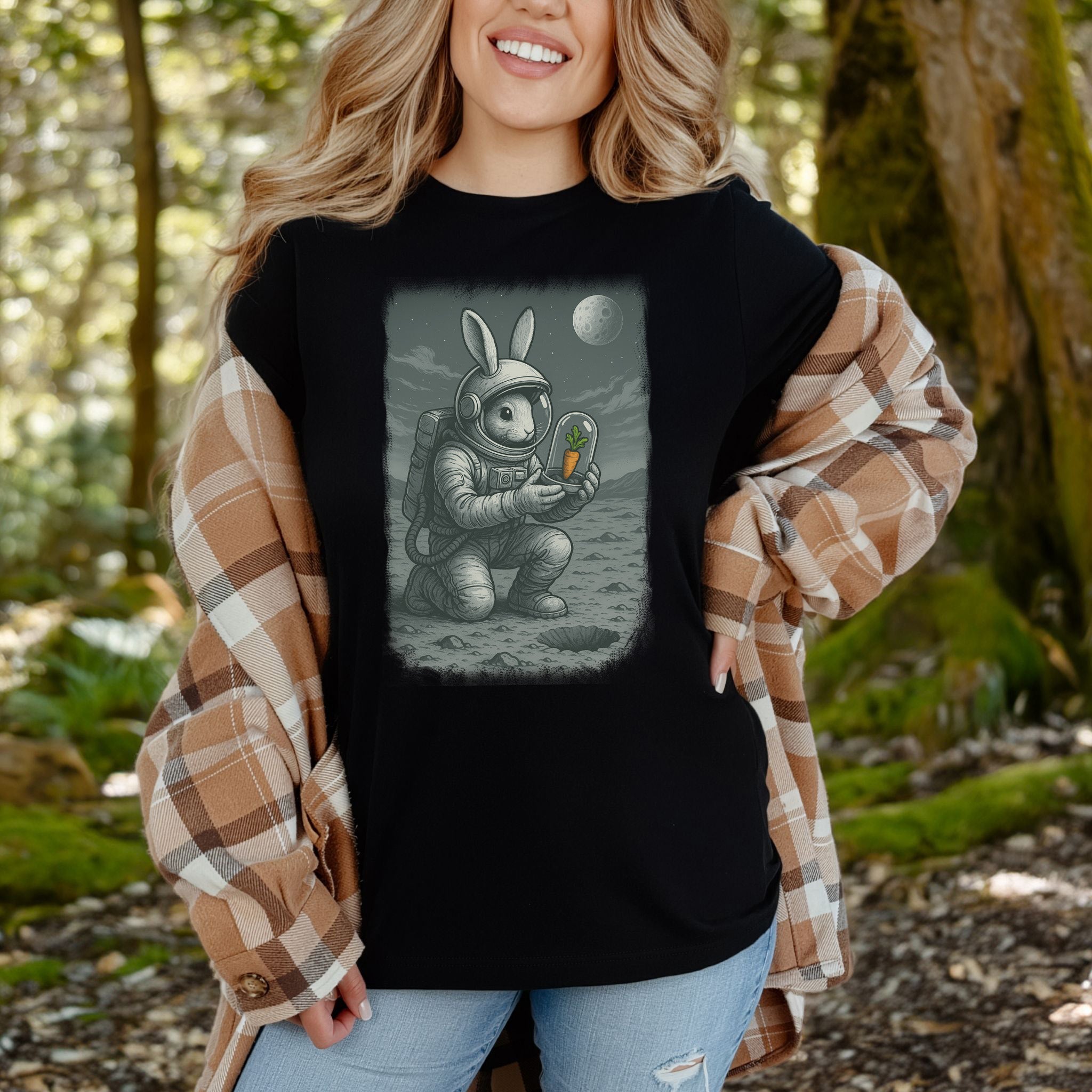 Astronaut Bunny Carrot T-Shirt – Funny Space Rabbit Galaxy Tee