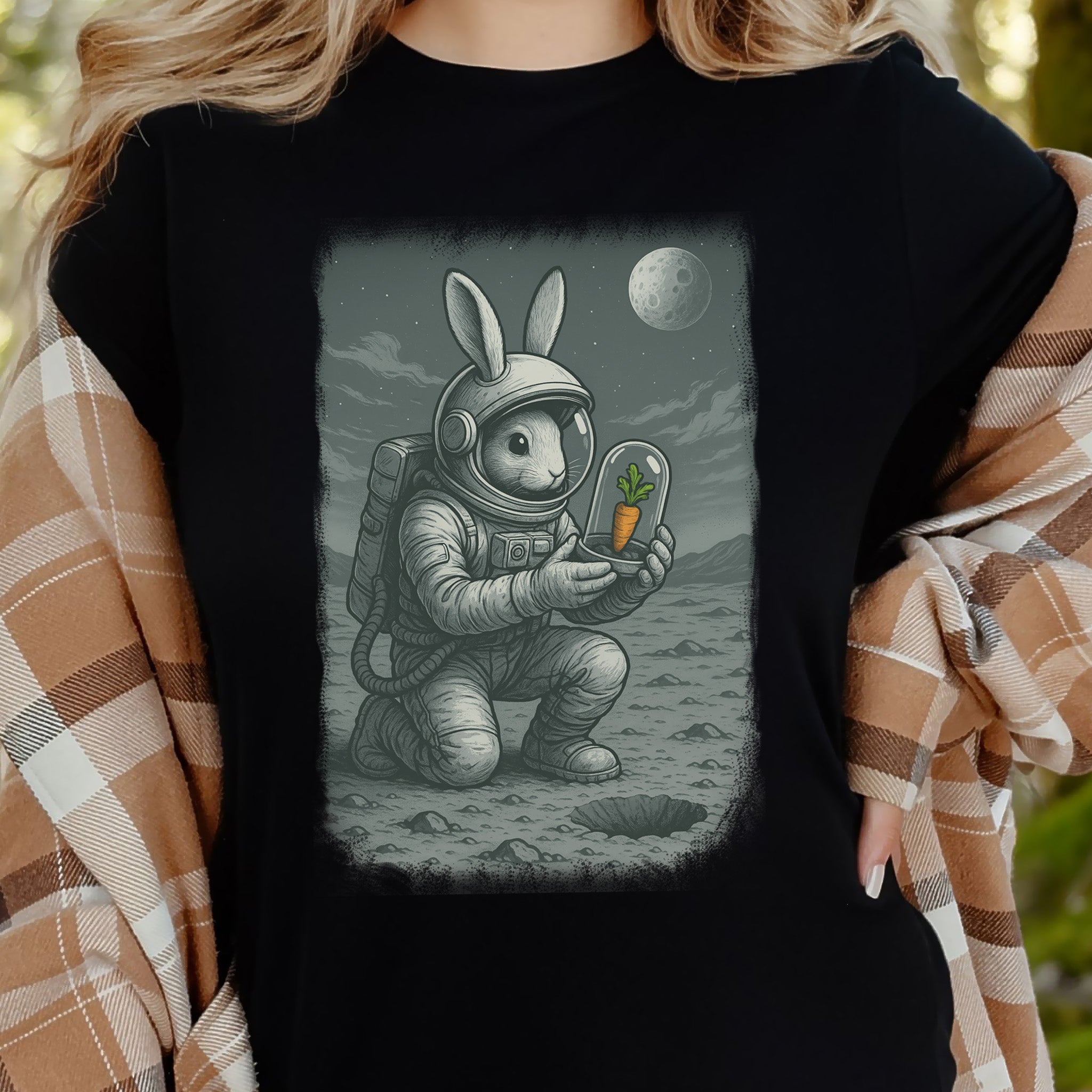Astronaut Bunny Carrot T-Shirt – Funny Space Rabbit Galaxy Tee