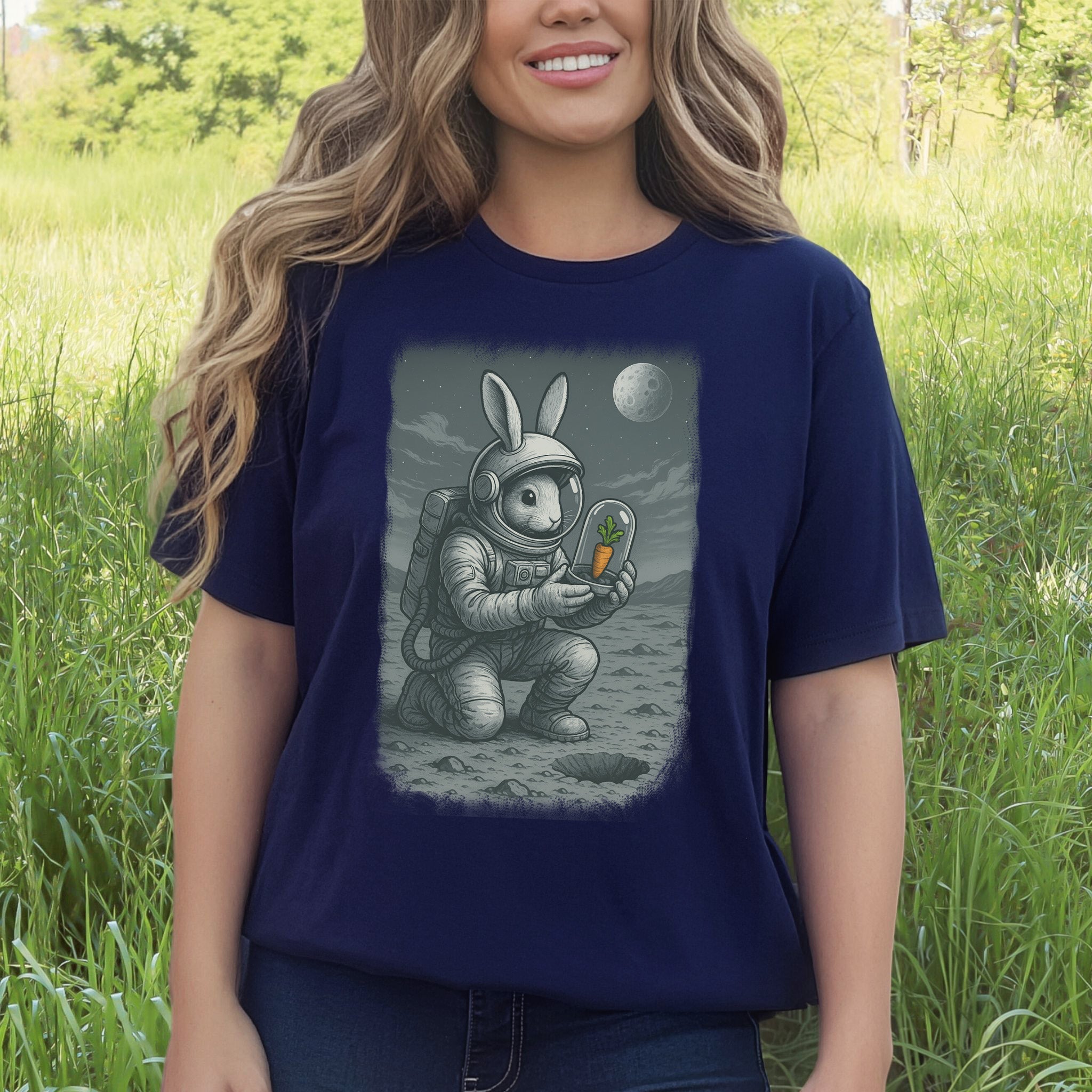 Astronaut Bunny Carrot T-Shirt – Funny Space Rabbit Galaxy Tee