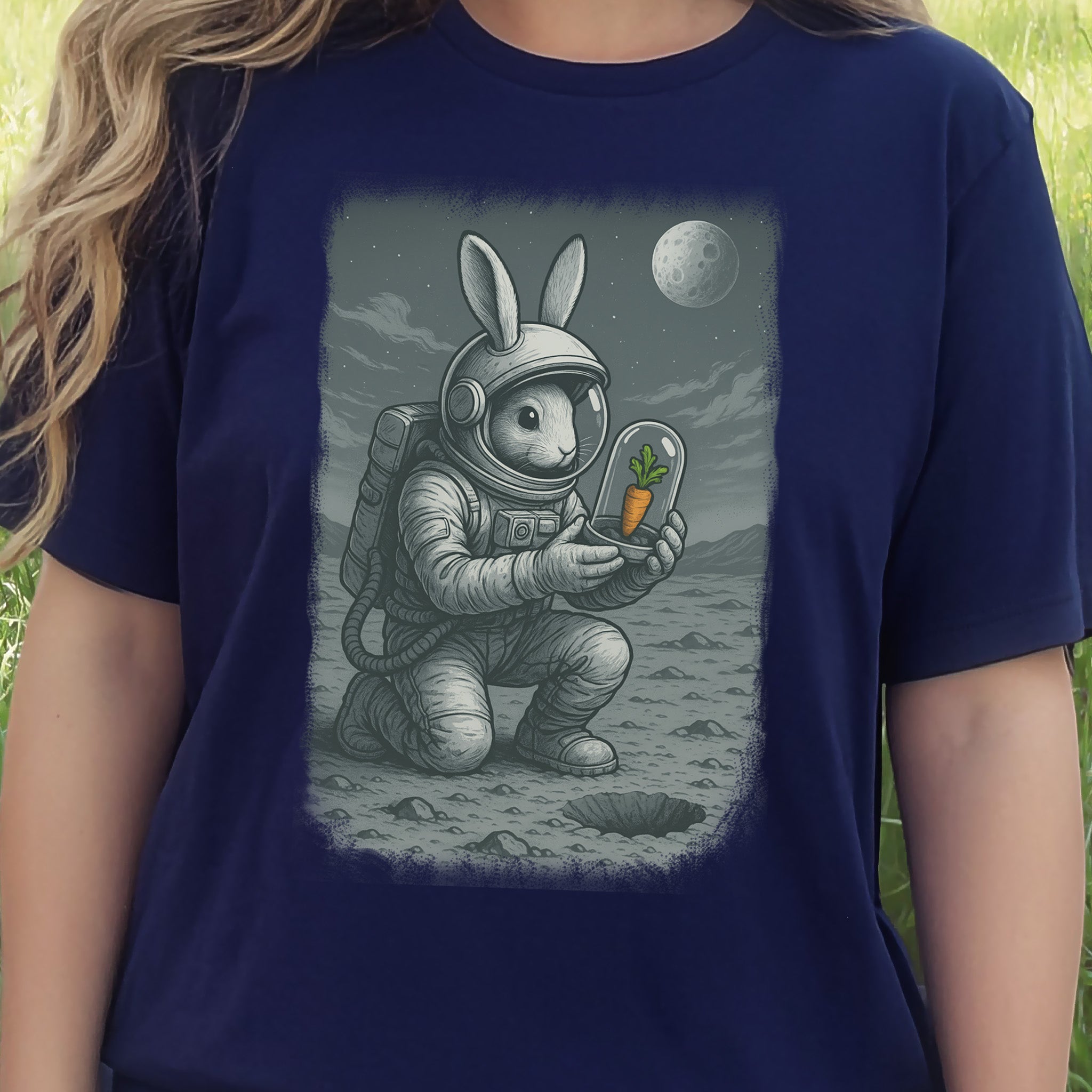 Astronaut Bunny Carrot T-Shirt – Funny Space Rabbit Galaxy Tee