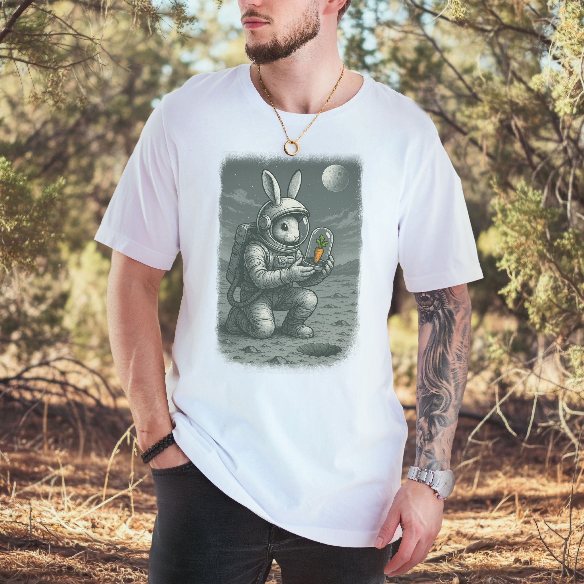 Astronaut Bunny Carrot T-Shirt – Funny Space Rabbit Galaxy Tee