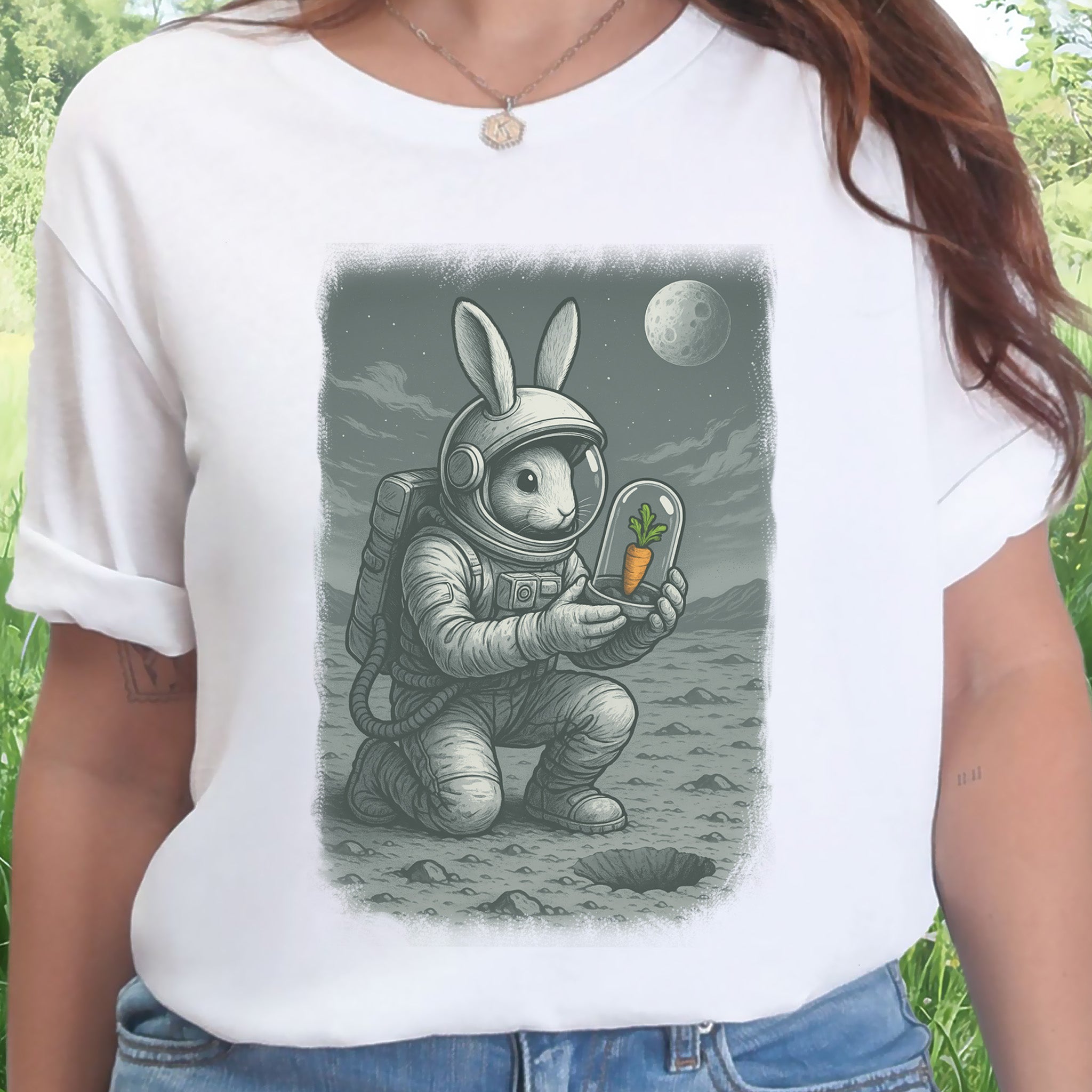Astronaut Bunny Carrot T-Shirt – Funny Space Rabbit Galaxy Tee