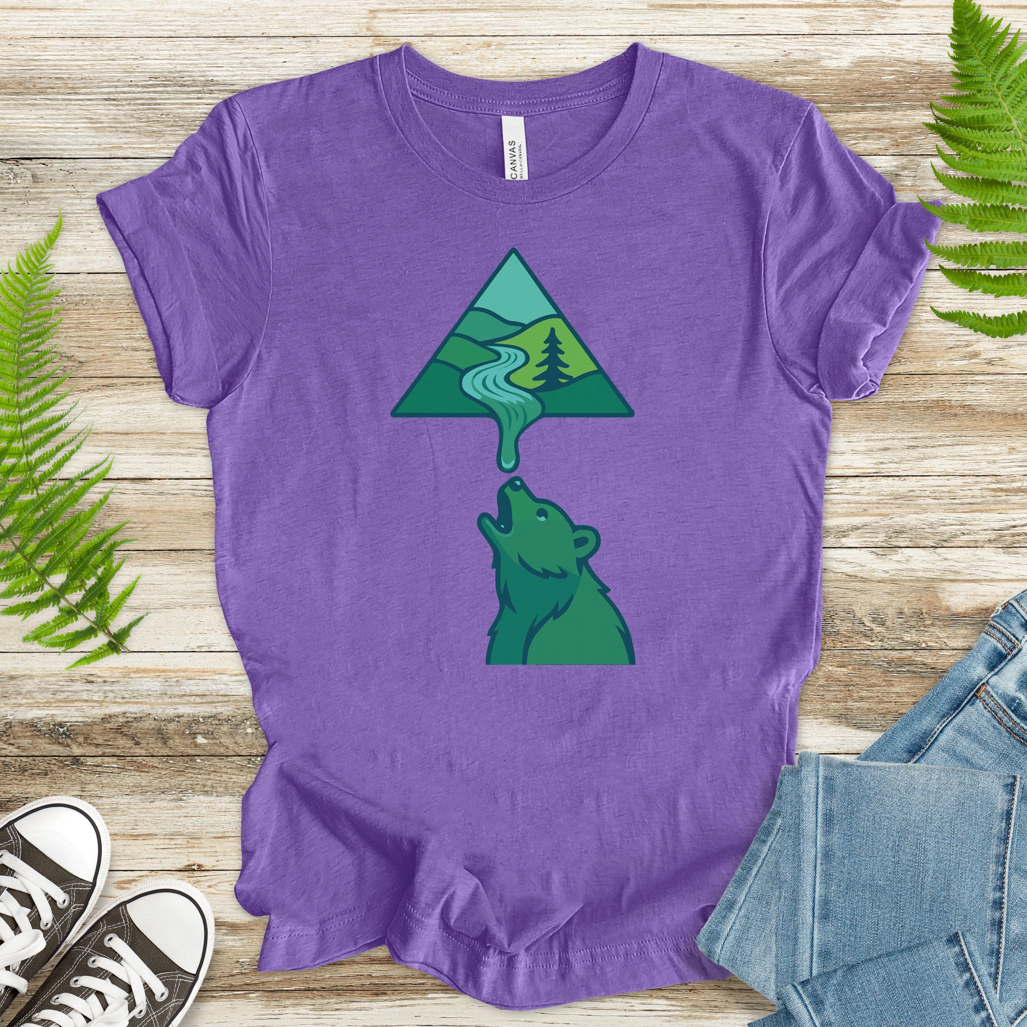 Geometric River into Bear T-Shirt – National Park & Nature Lover Art Tee