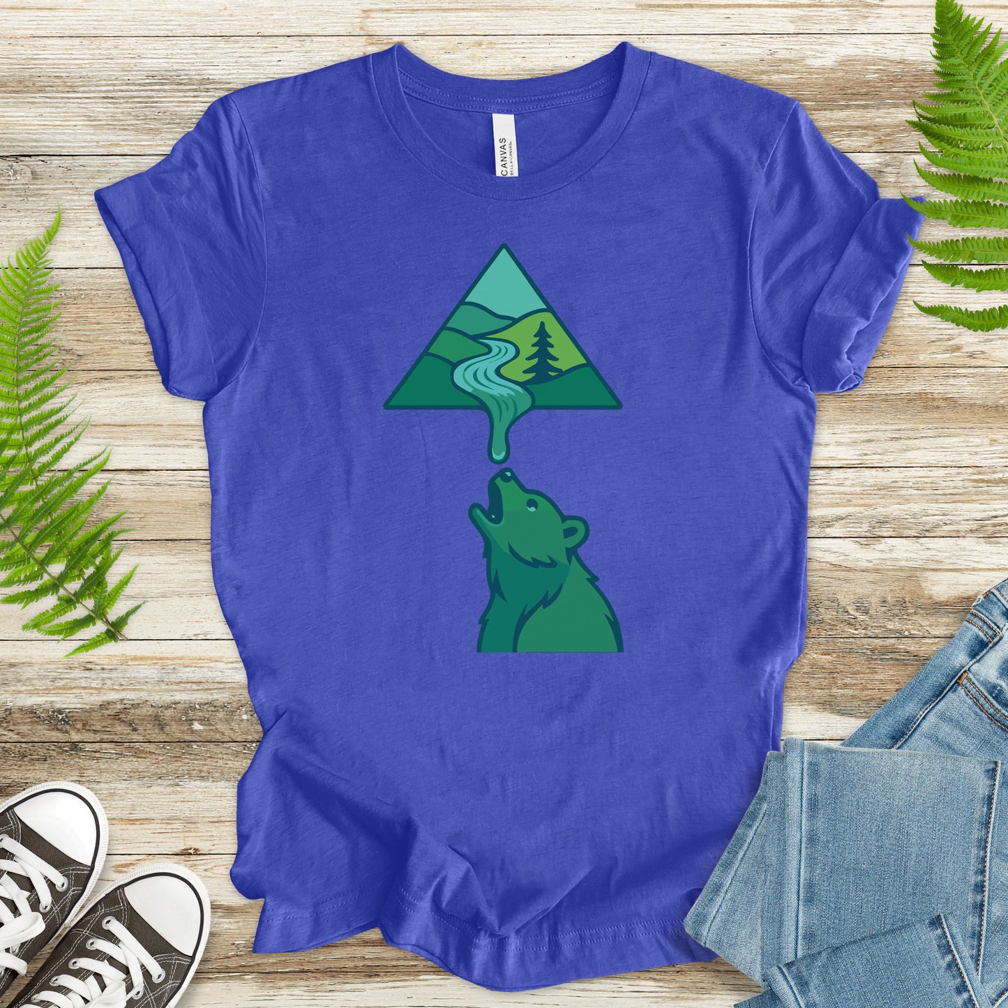 Geometric River into Bear T-Shirt – National Park & Nature Lover Art Tee