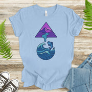 Geometric Mountain River & Jumping Fish T-Shirt – Nature & Fishing Art Tee