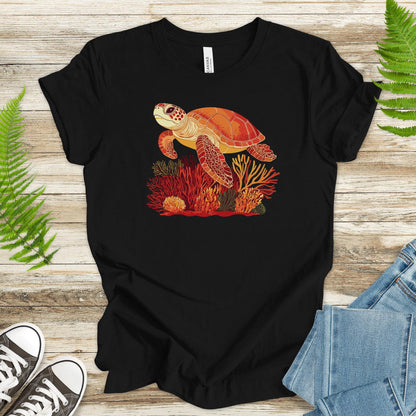 Colorful Sea Turtle T-Shirt – Swimming with Coral - TShirtree