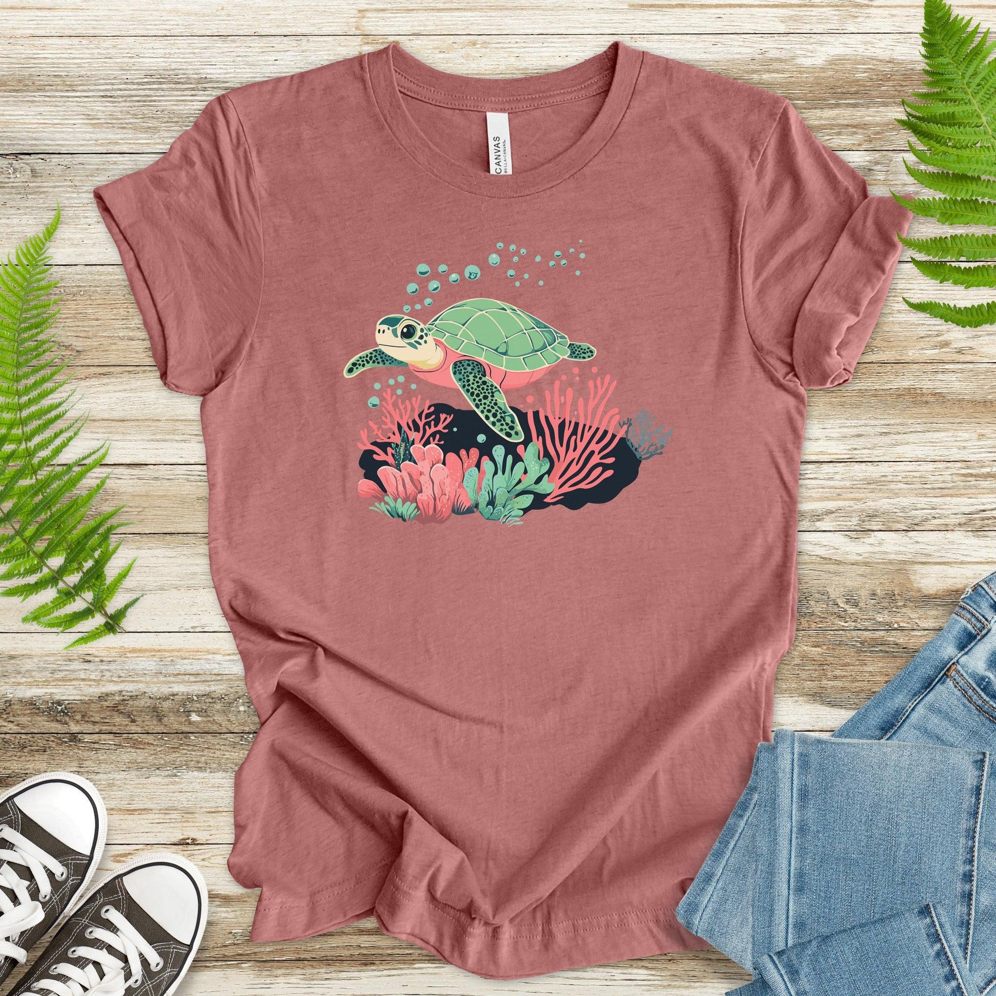 Sea Turtle T-Shirt – Coral Reef - TShirtree