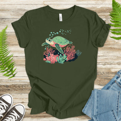 Sea Turtle T-Shirt – Coral Reef - TShirtree