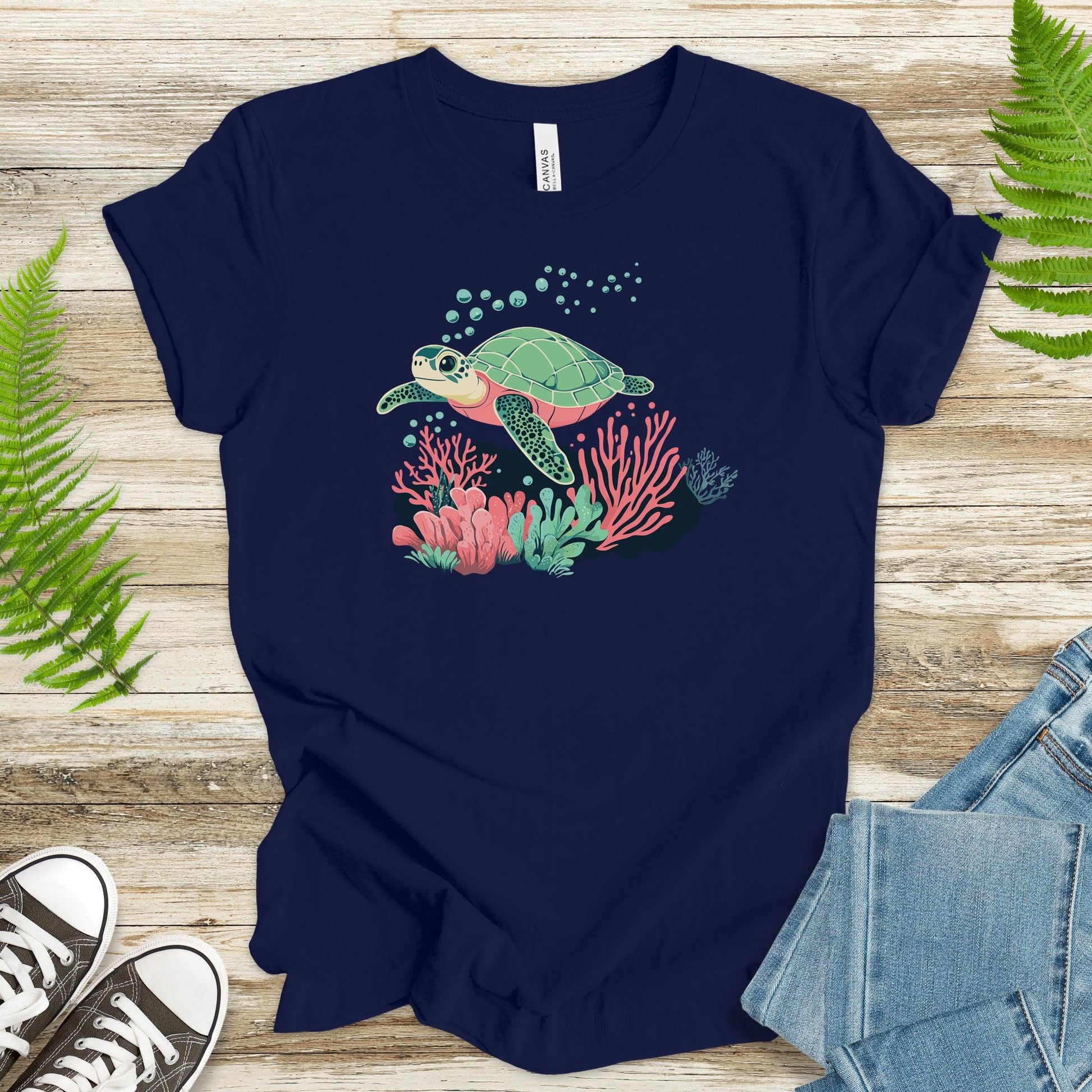 Sea Turtle T-Shirt – Coral Reef - TShirtree