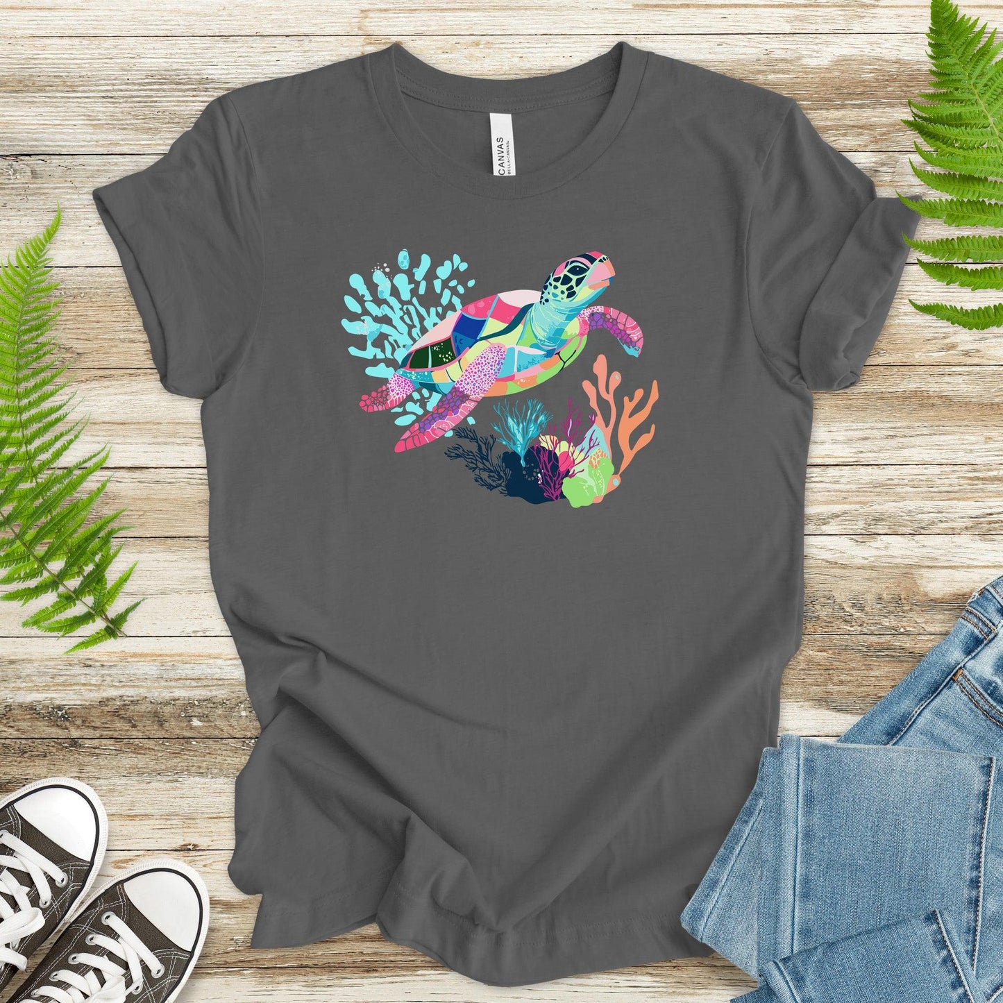 Vibrant Sea Turtle T-Shirt – Coral Reef Adventure Design - TShirtree