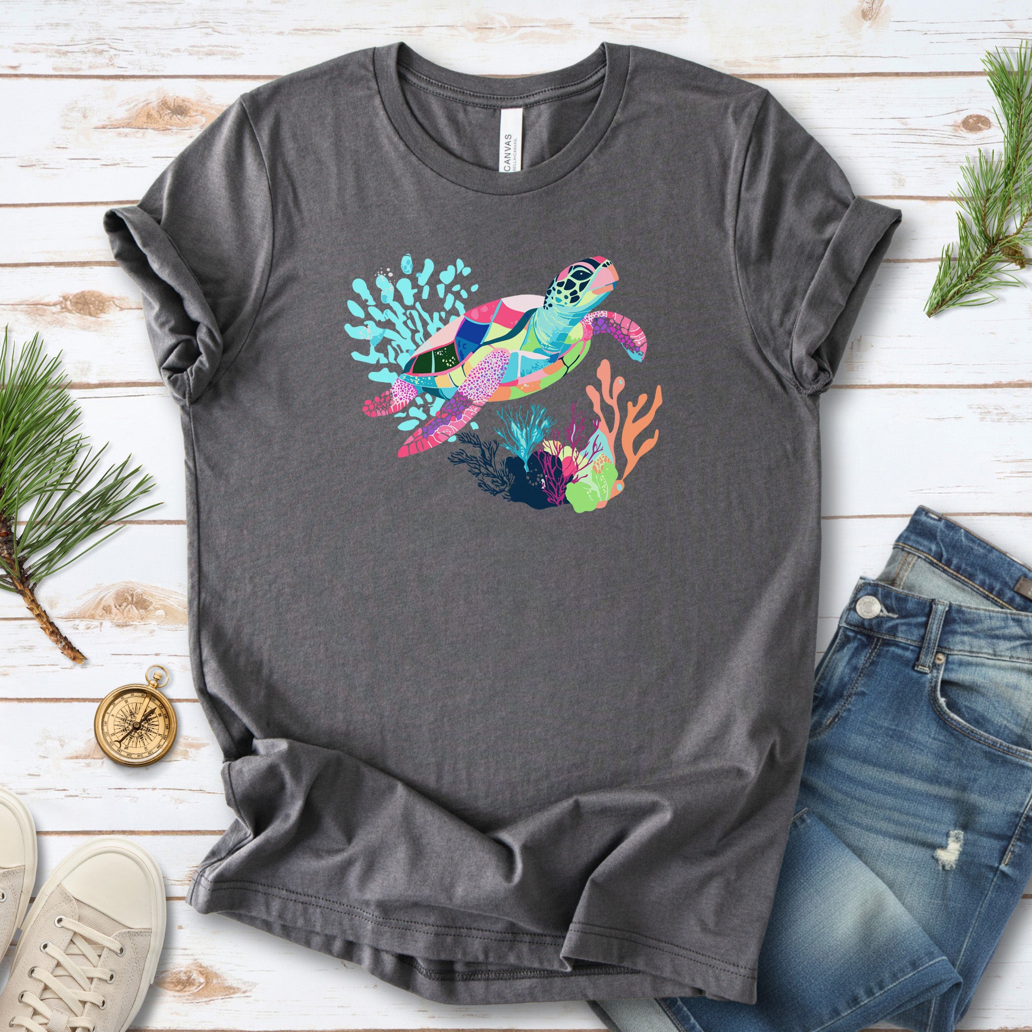 Vibrant Sea Turtle T-Shirt – Coral Reef Adventure Design