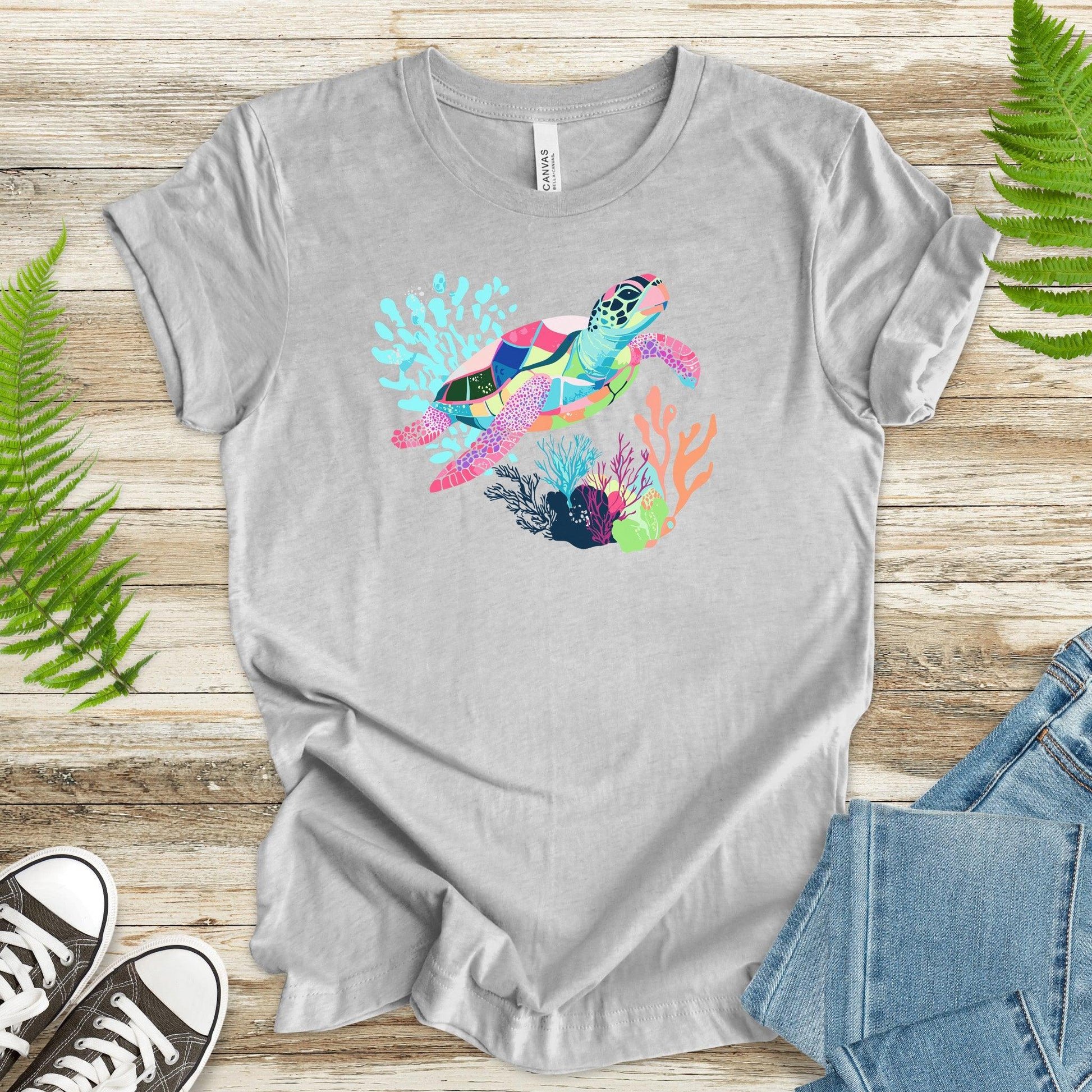 Vibrant Sea Turtle T-Shirt – Coral Reef Adventure Design - TShirtree