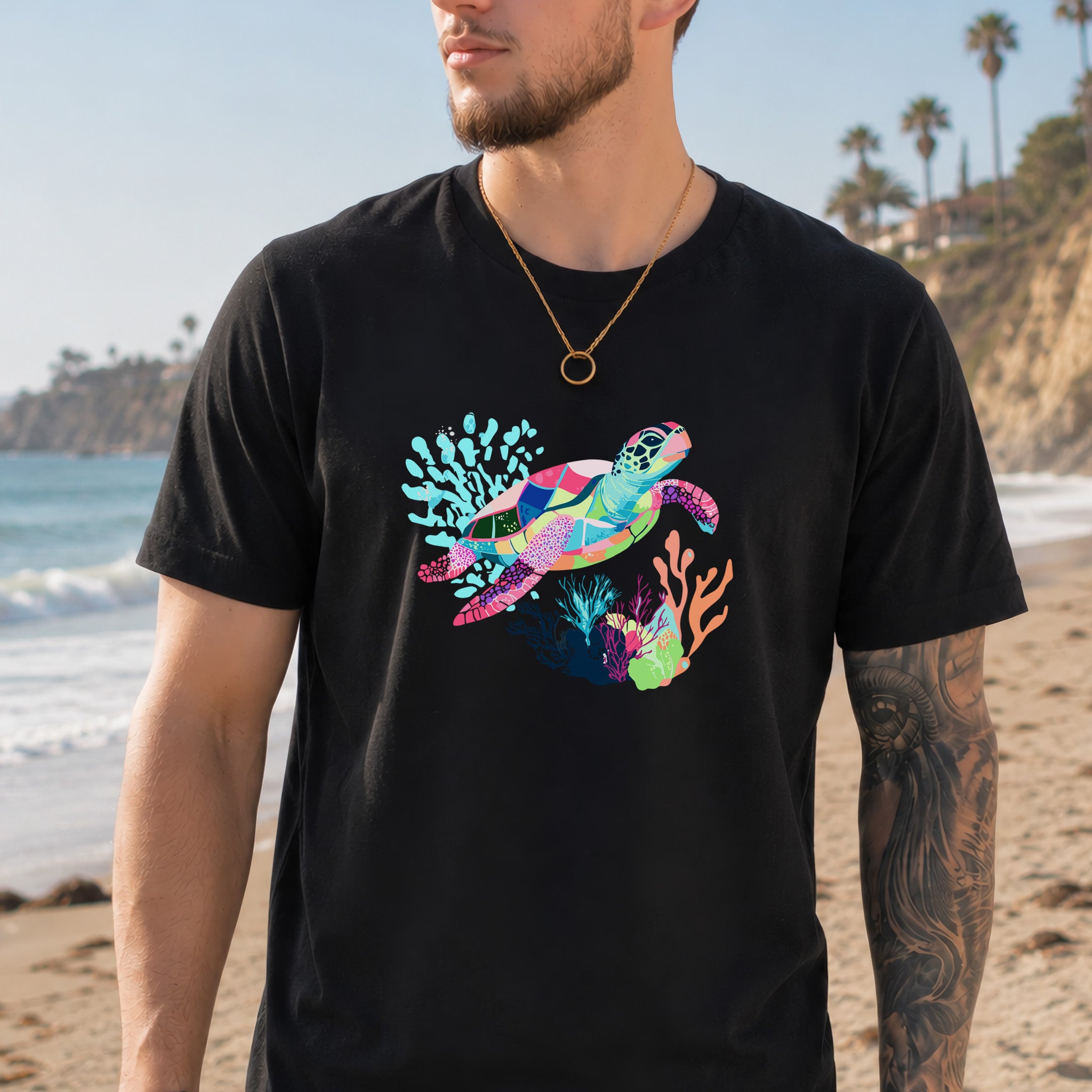 Vibrant Sea Turtle T-Shirt – Coral Reef Adventure Design