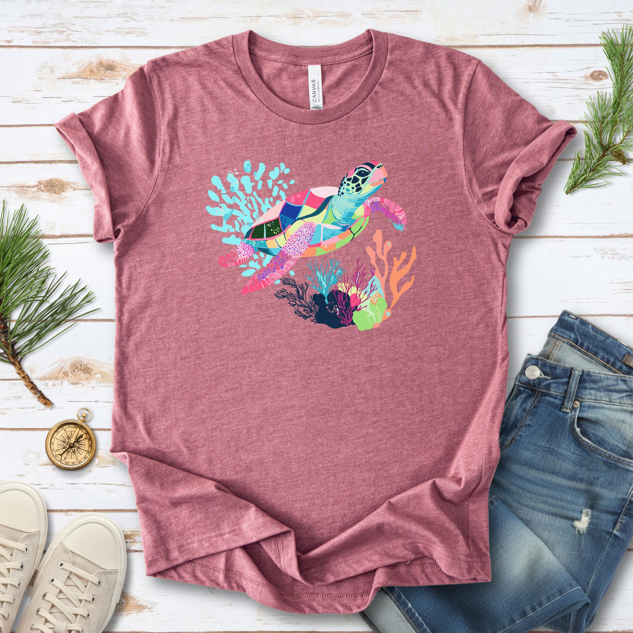 Vibrant Sea Turtle T-Shirt – Coral Reef Adventure Design