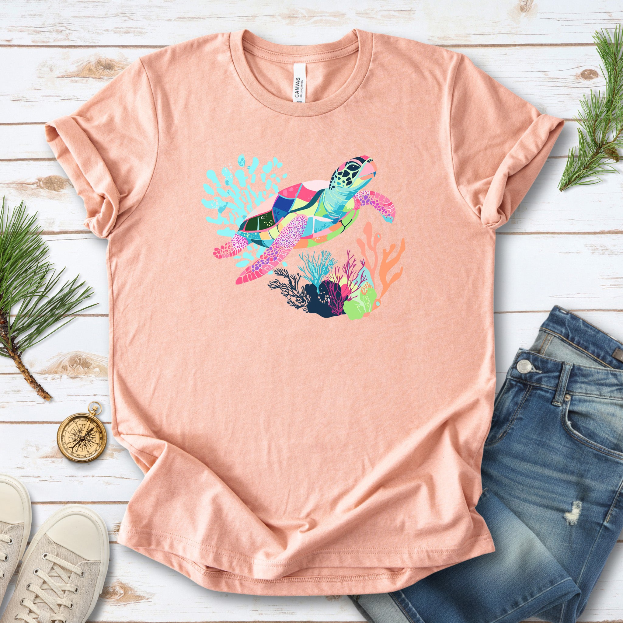 Vibrant Sea Turtle T-Shirt – Coral Reef Adventure Design