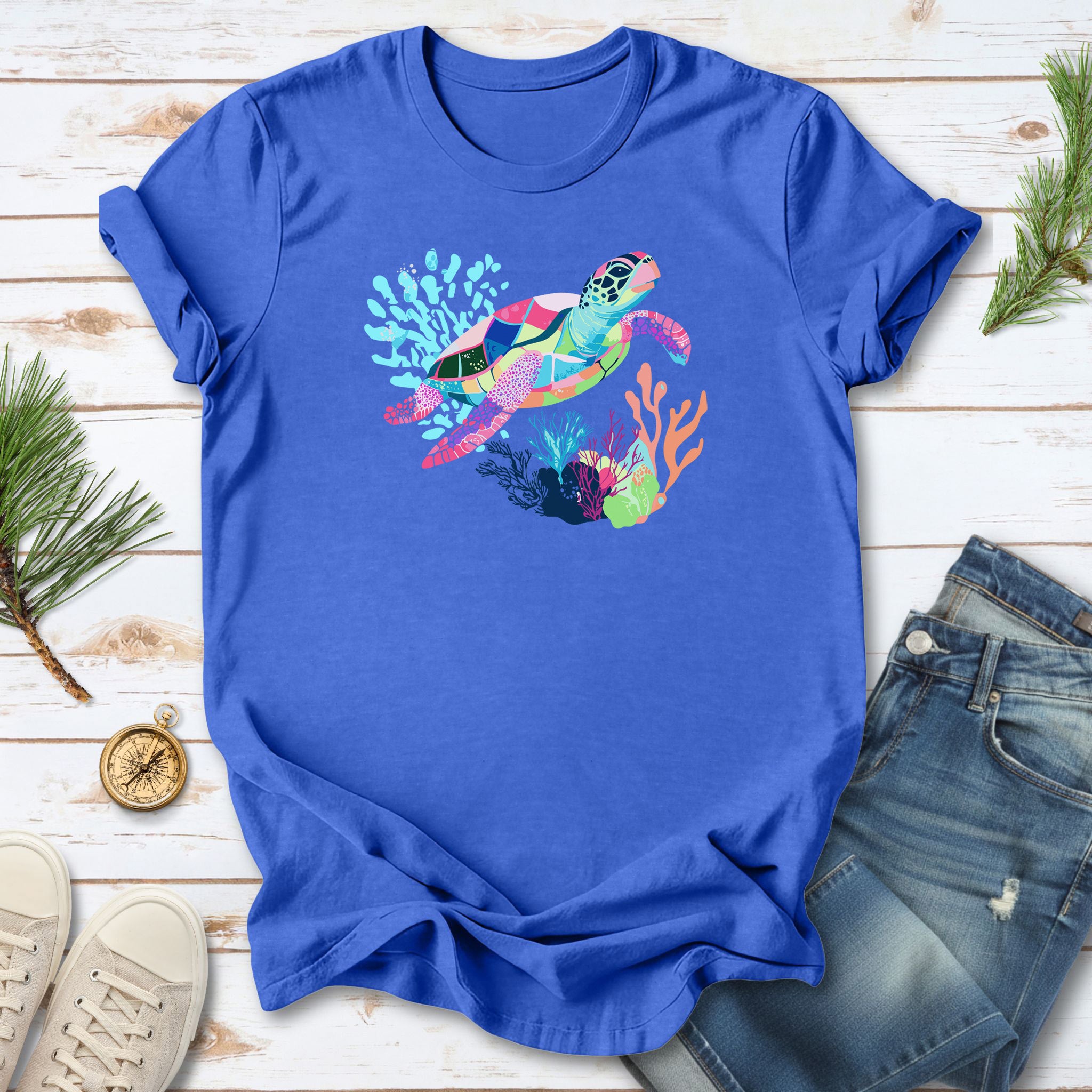 Vibrant Sea Turtle T-Shirt – Coral Reef Adventure Design