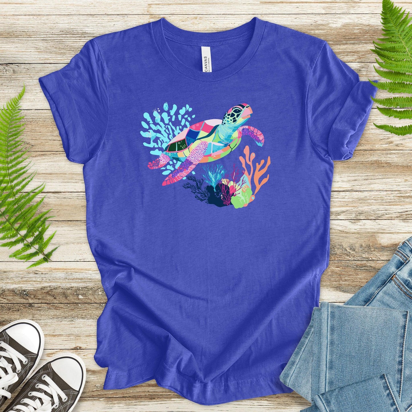 Vibrant Sea Turtle T-Shirt – Coral Reef Adventure Design - TShirtree