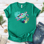 Vibrant Sea Turtle T-Shirt – Coral Reef Adventure Design