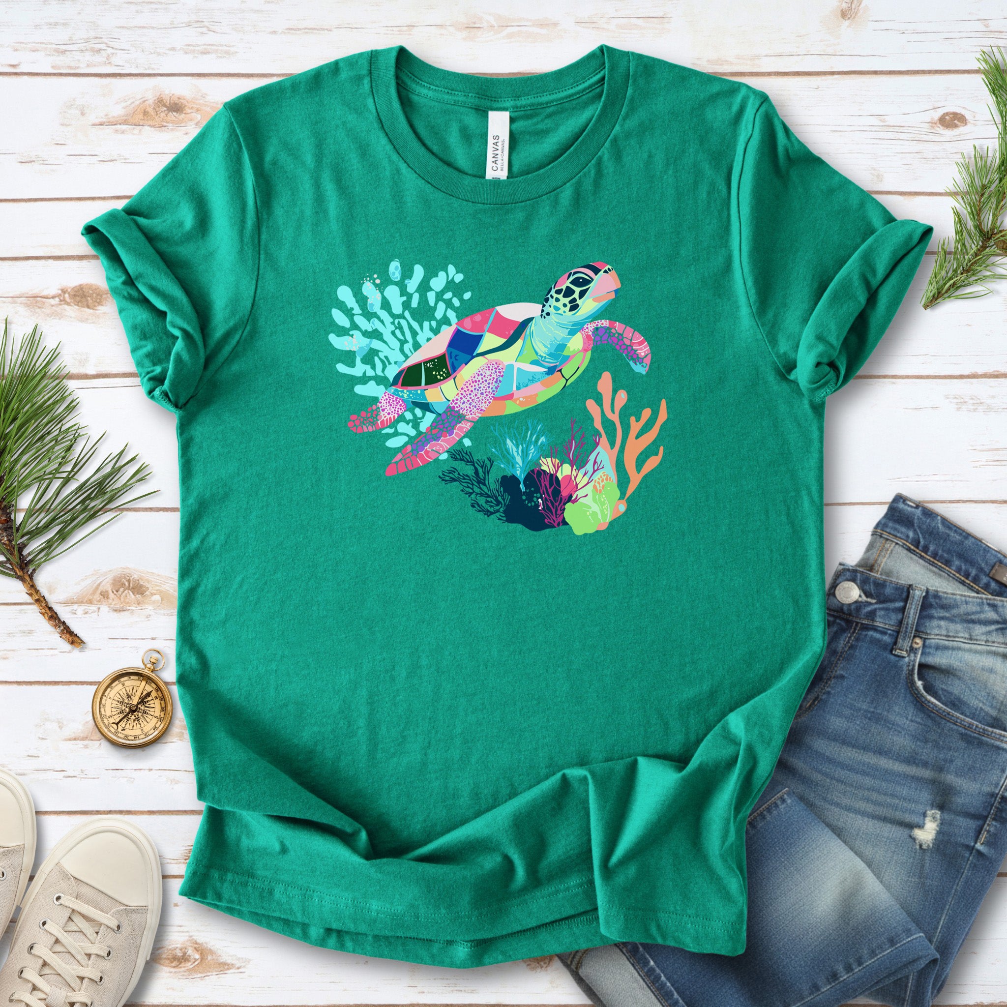 Vibrant Sea Turtle T-Shirt – Coral Reef Adventure Design