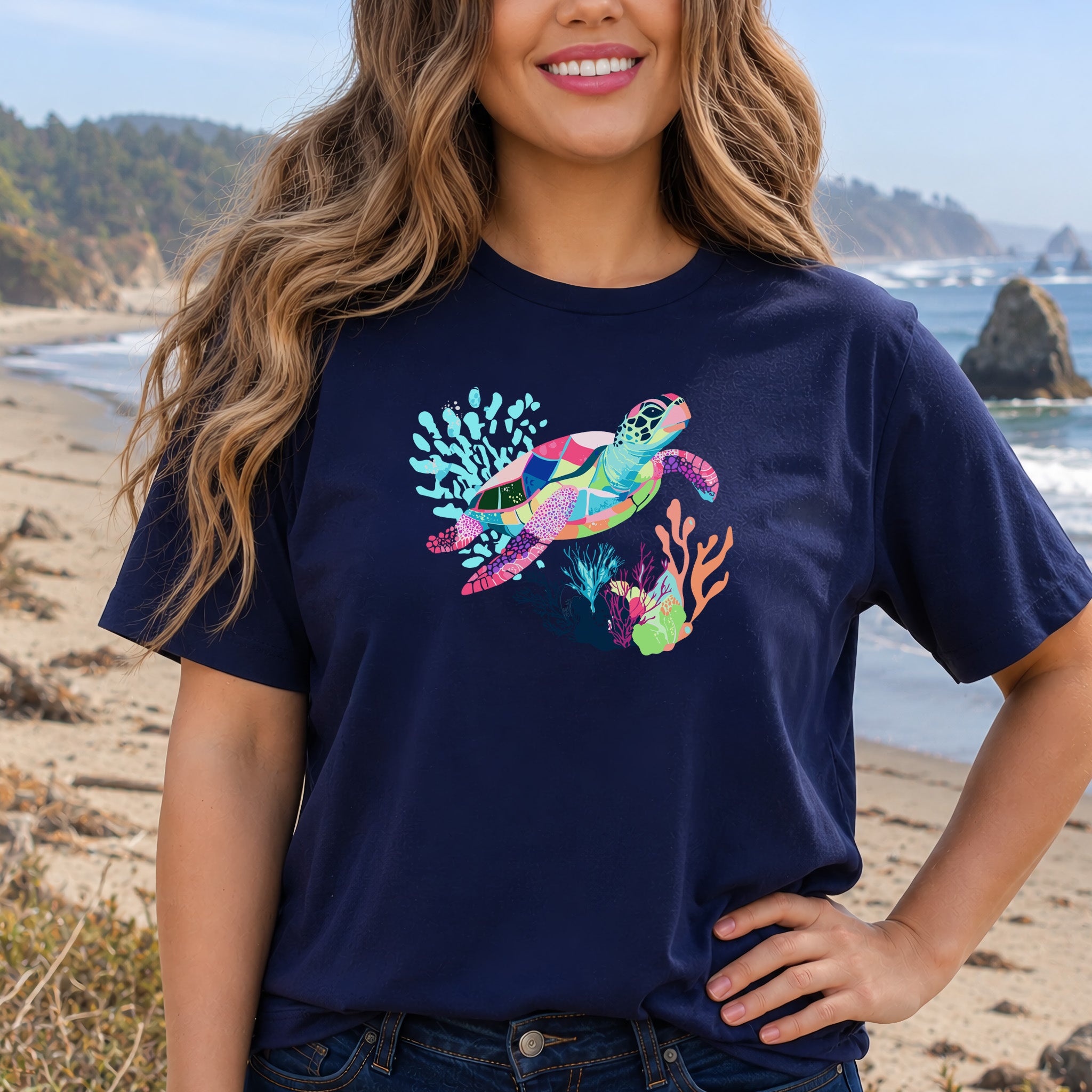 Vibrant Sea Turtle T-Shirt – Coral Reef Adventure Design