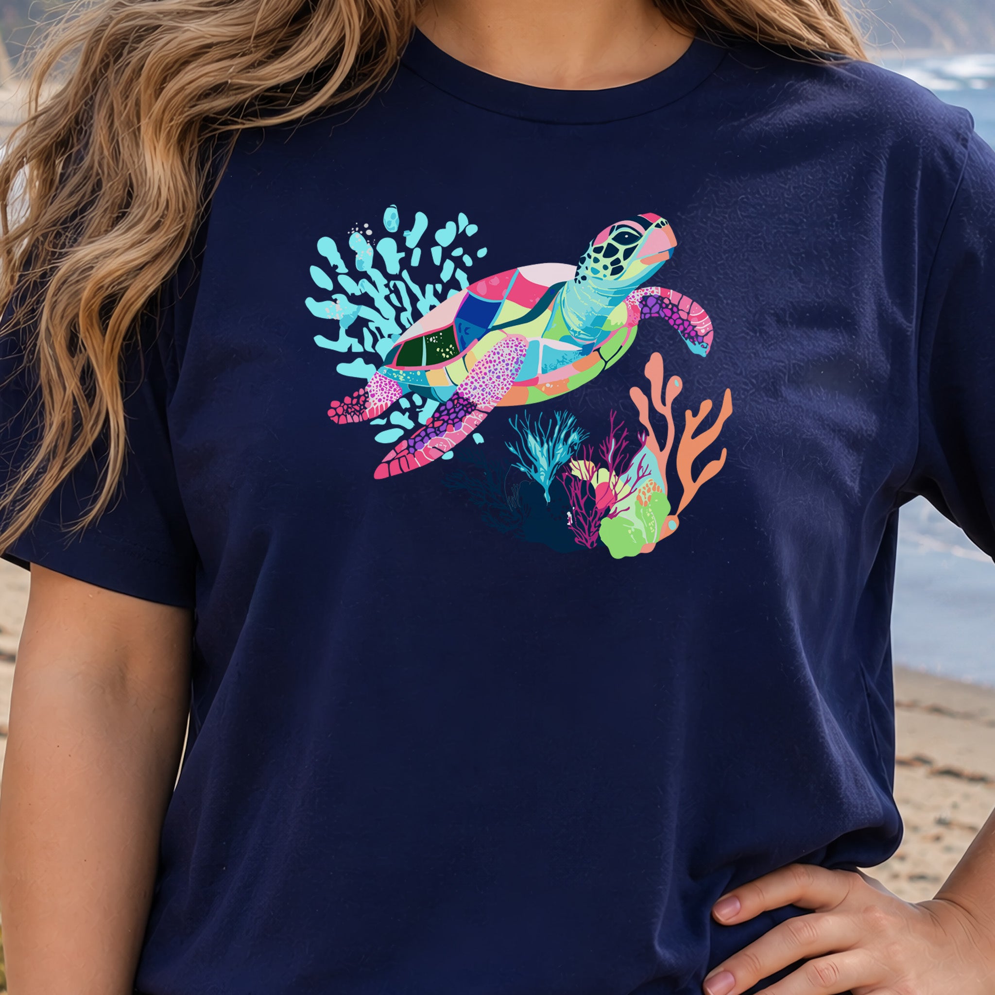 Vibrant Sea Turtle T-Shirt – Coral Reef Adventure Design