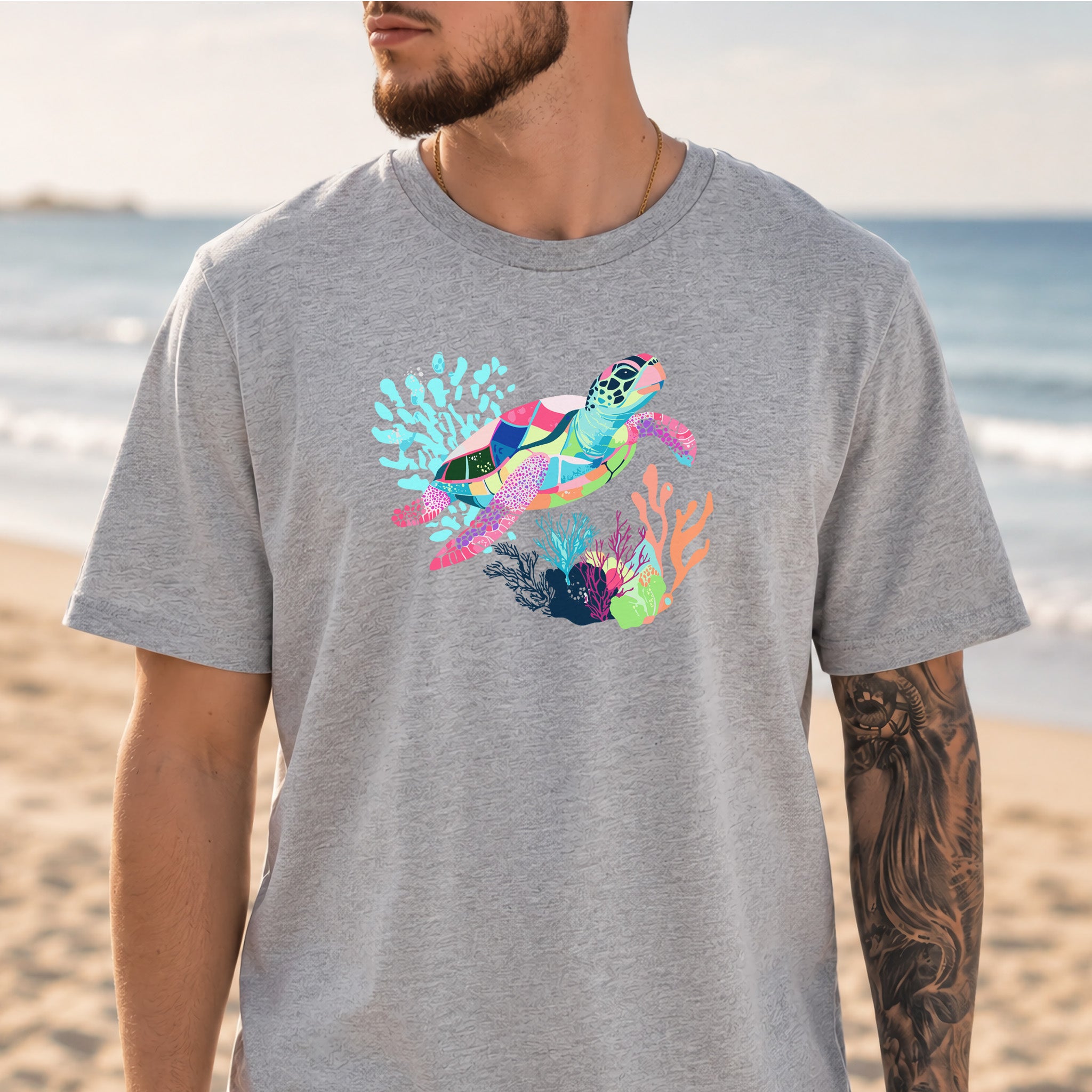 Vibrant Sea Turtle T-Shirt – Coral Reef Adventure Design