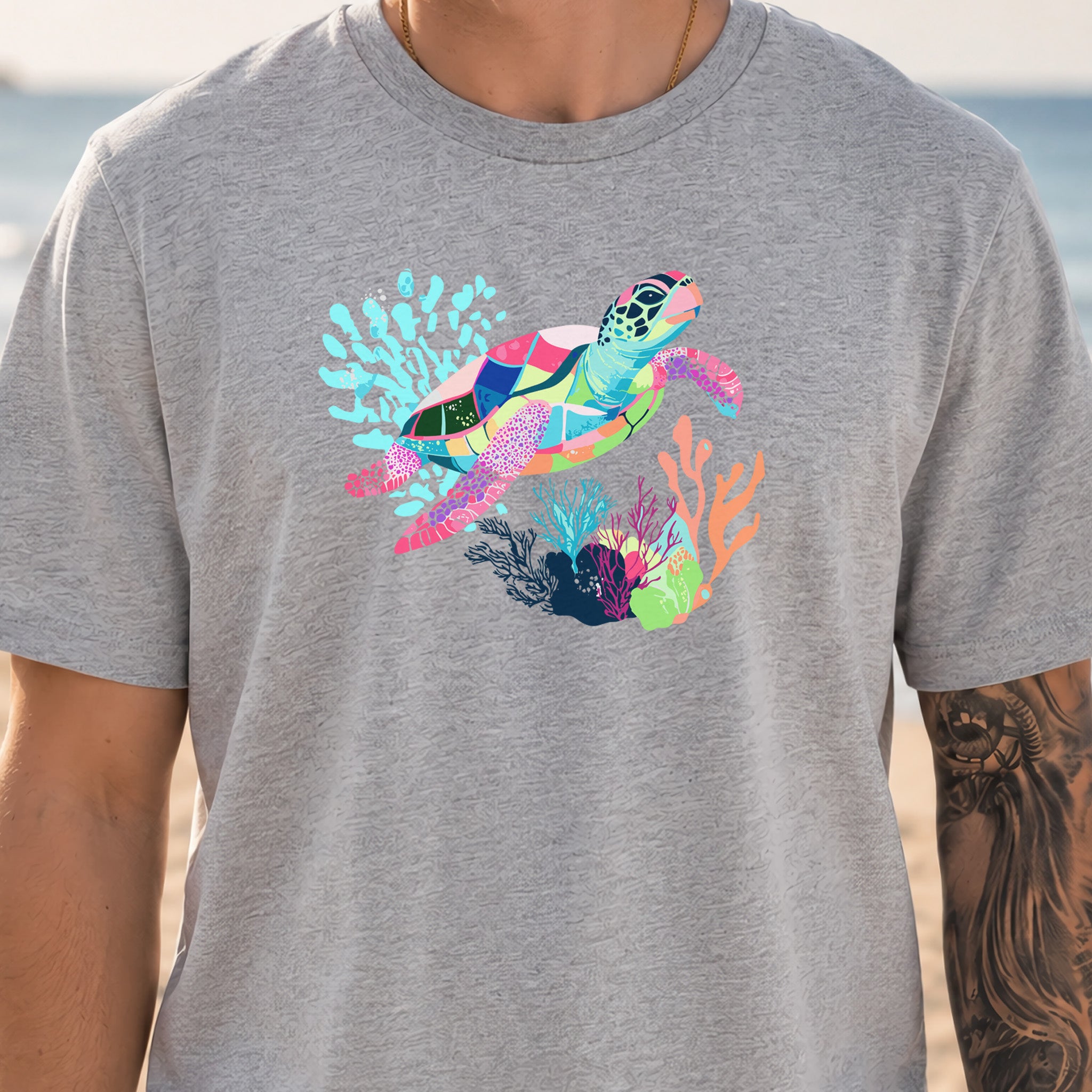 Vibrant Sea Turtle T-Shirt – Coral Reef Adventure Design