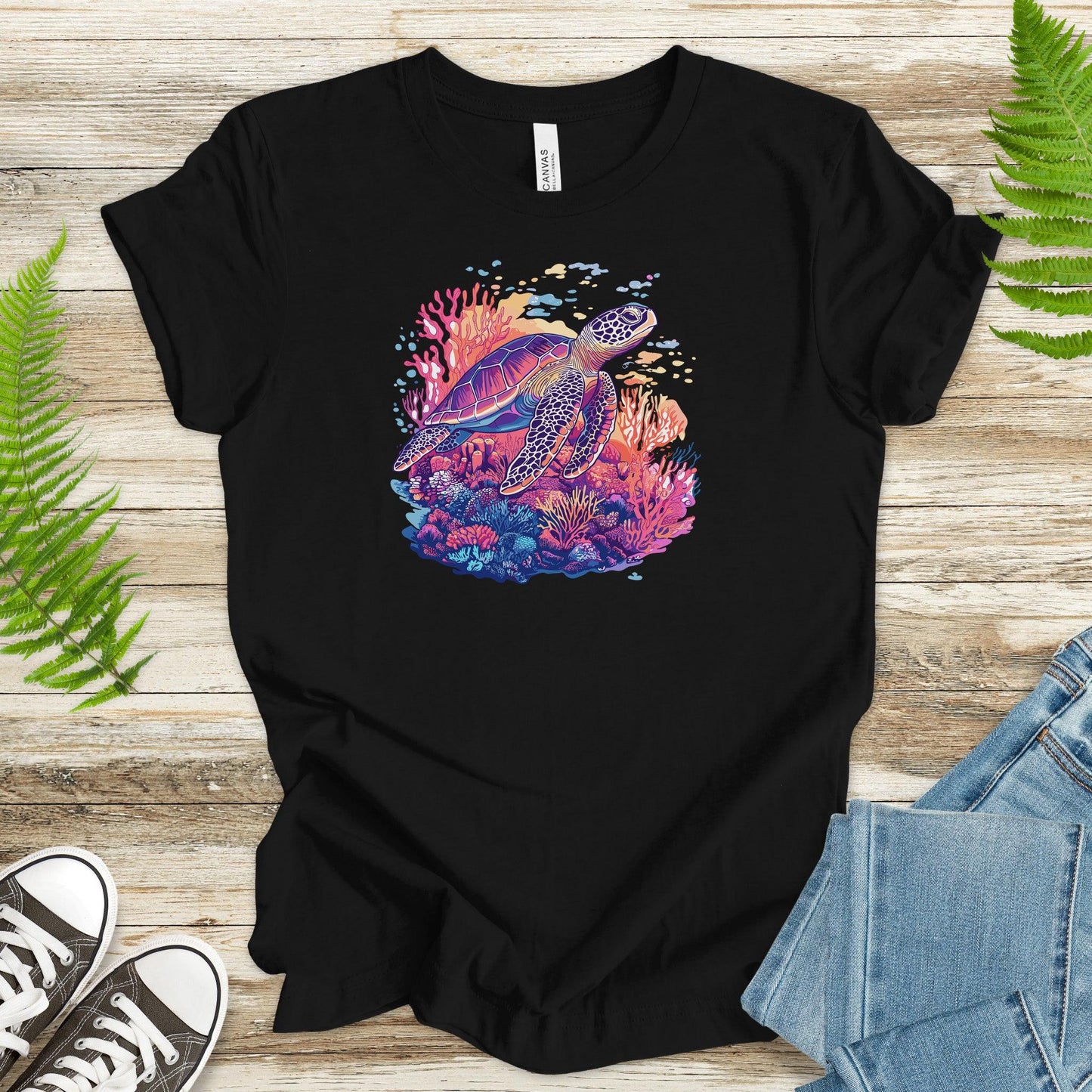 Sea Turtle and Coral T-Shirt – A Splash of Colors - TShirtree