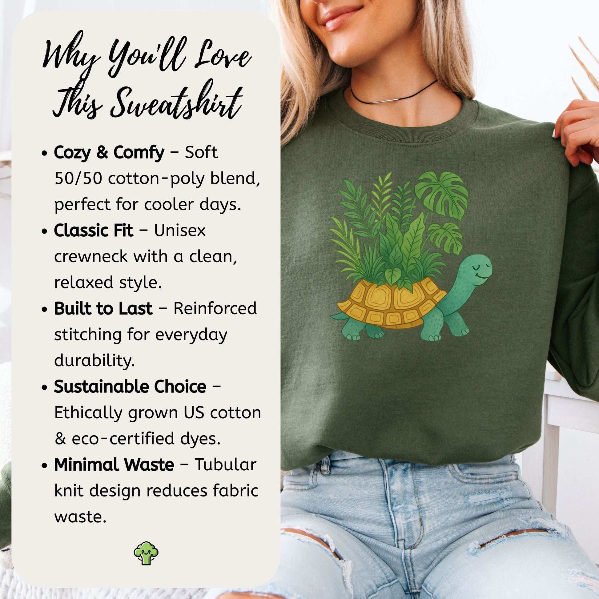 Jungle Tortoise Sweatshirt – Cozy Plant Lover Gift with Earthy Magic