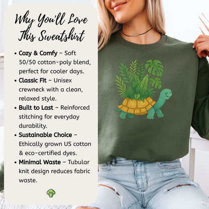 Jungle Tortoise Sweatshirt – Cozy Plant Lover Gift with Earthy Magic