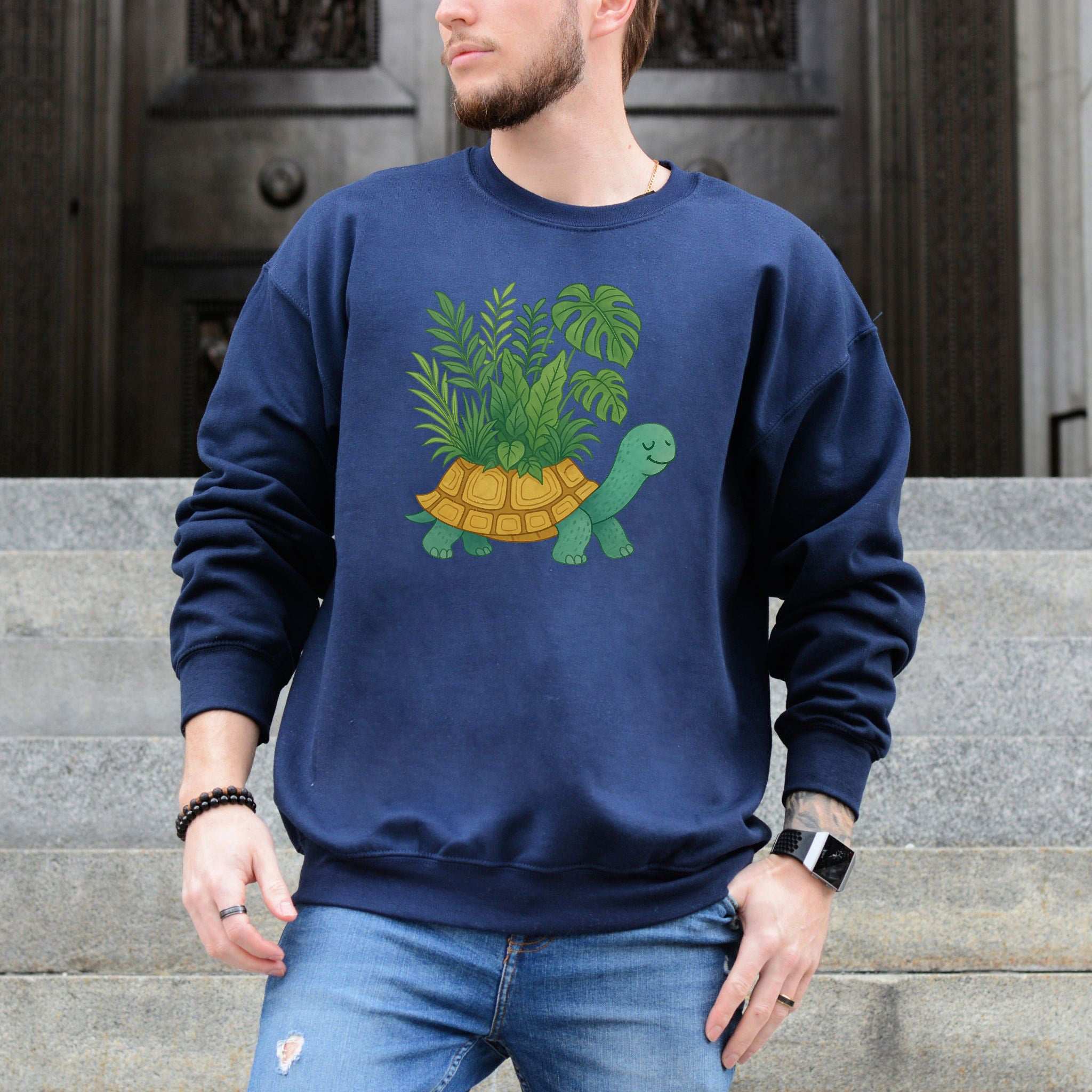 Jungle Tortoise Sweatshirt – Cozy Plant Lover Gift with Earthy Magic