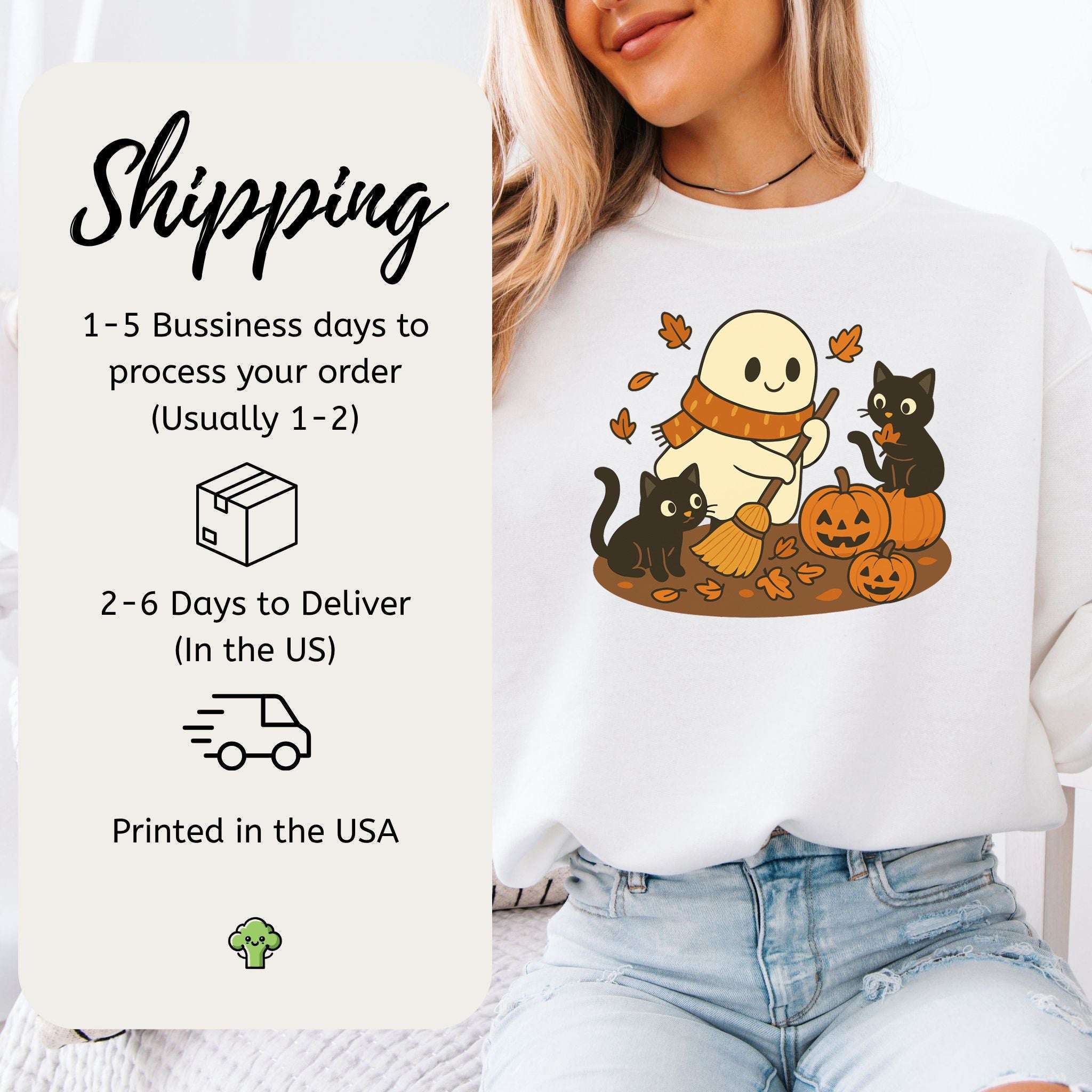 Autumn Ghost & Black Cats Sweatshirt – Pumpkin Patch Cozy Vibes