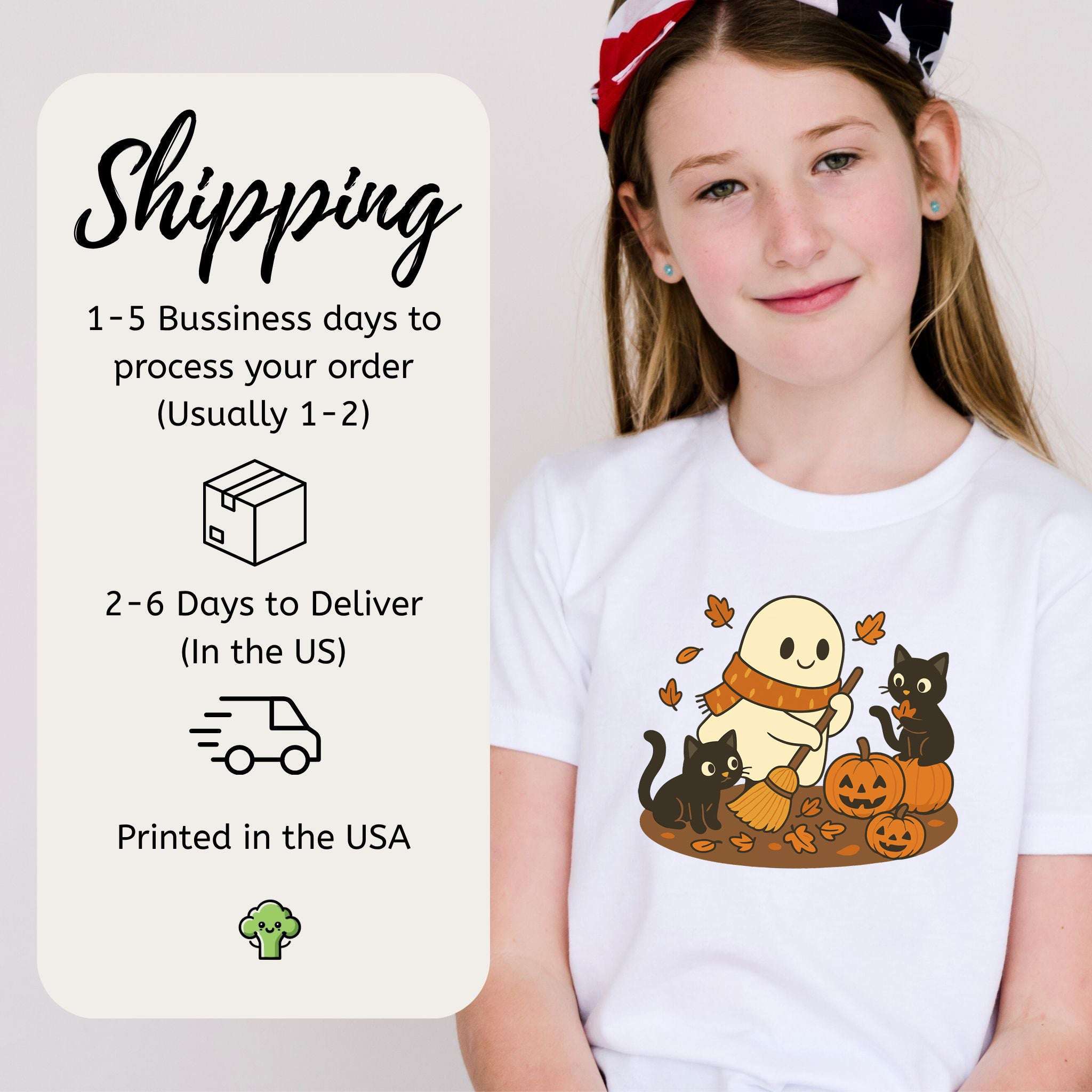 Autumn Ghost & Black Cats Youth Tee – Pumpkin Patch Cozy Vibes