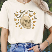 Autumn Skull T-Shirt – Vintage Bats, Butterflies & Fall Leaves