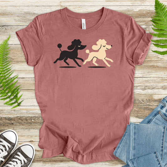 Retro Poodle Pairs T-Shirt – Black & White Poodle Lover Tee