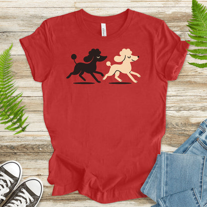 Retro Poodle Pairs T-Shirt – Black & White Poodle Lover Tee