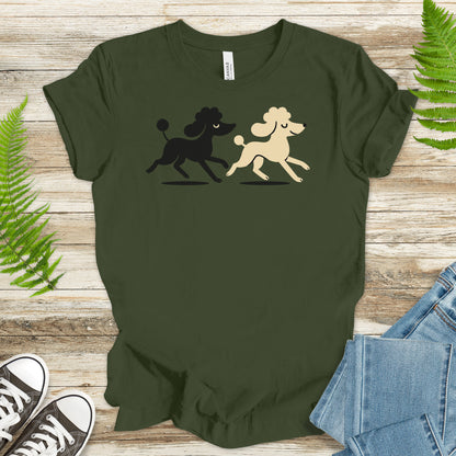 Retro Poodle Pairs T-Shirt – Black & White Poodle Lover Tee