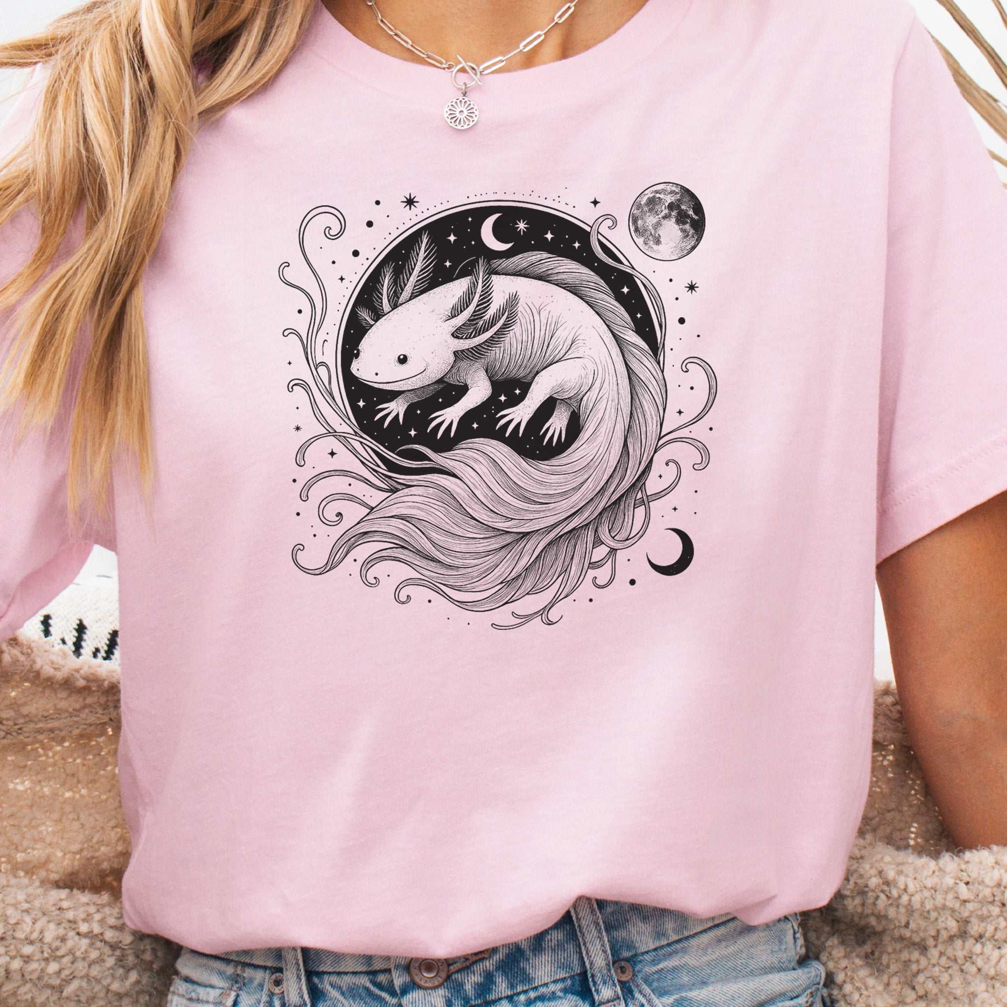 Axolotl Delicate Circle Illustration T-Shirt
