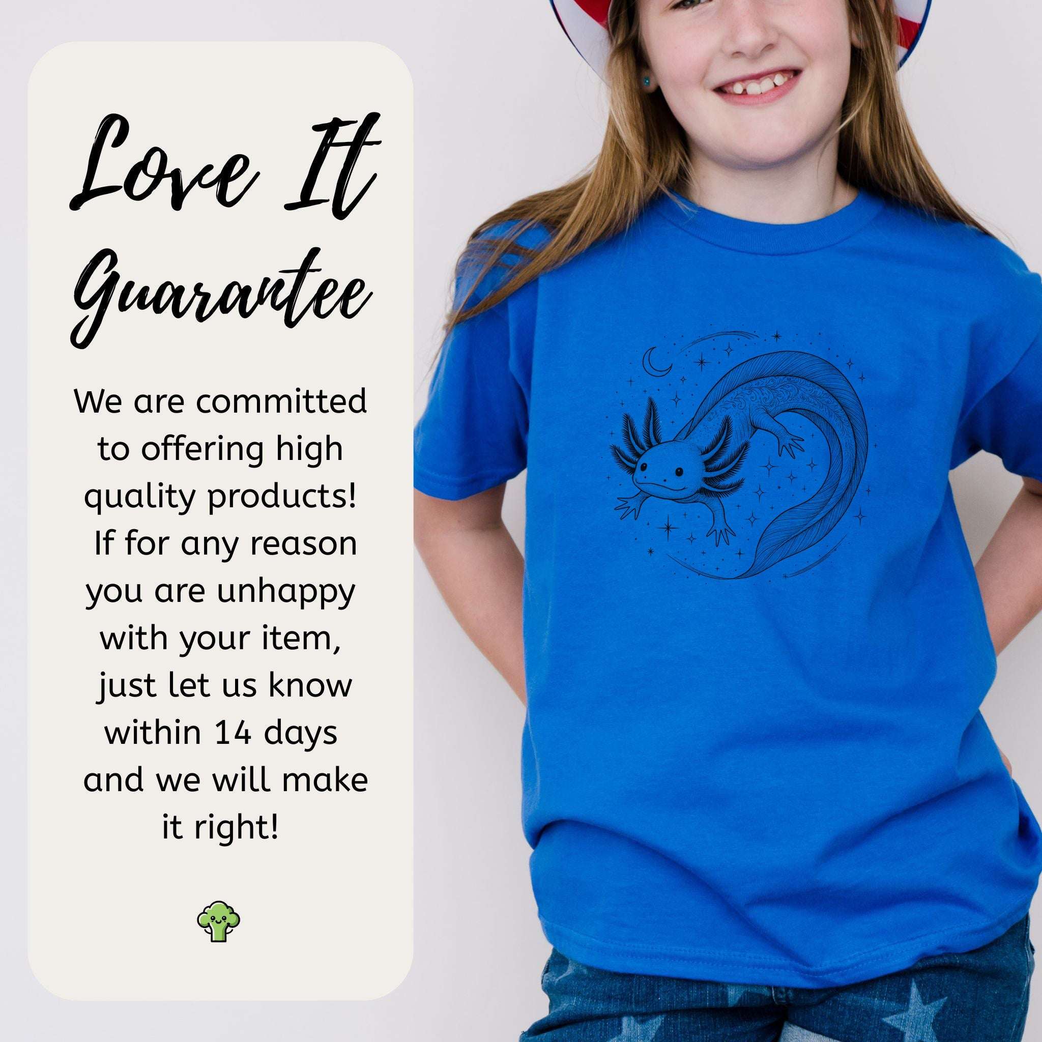 Axolotl in Whimsical Waters – Dreamy Little Swimmer Youth Tee