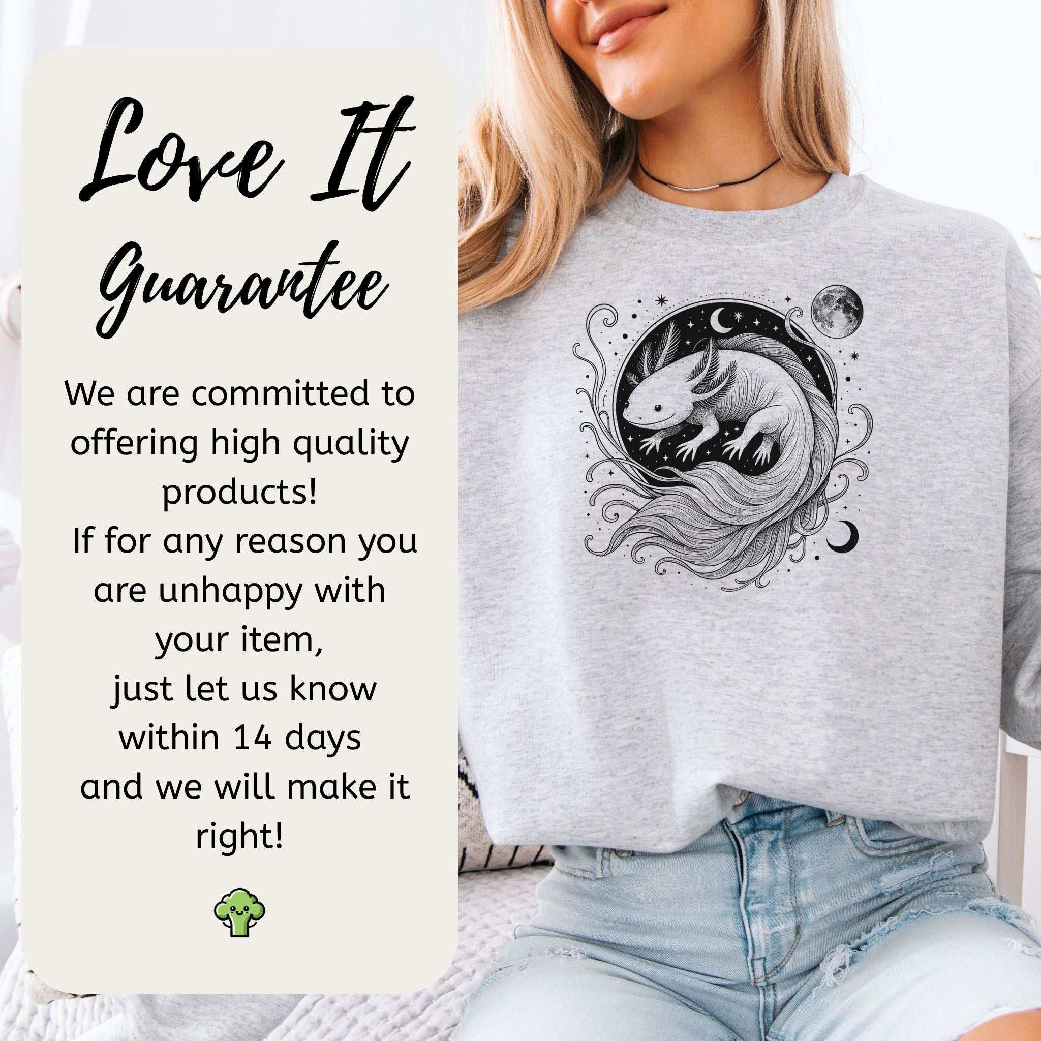 Axolotl Circle Art Sweatshirt – Minimalist Fantasy Animal for Dreamy Souls