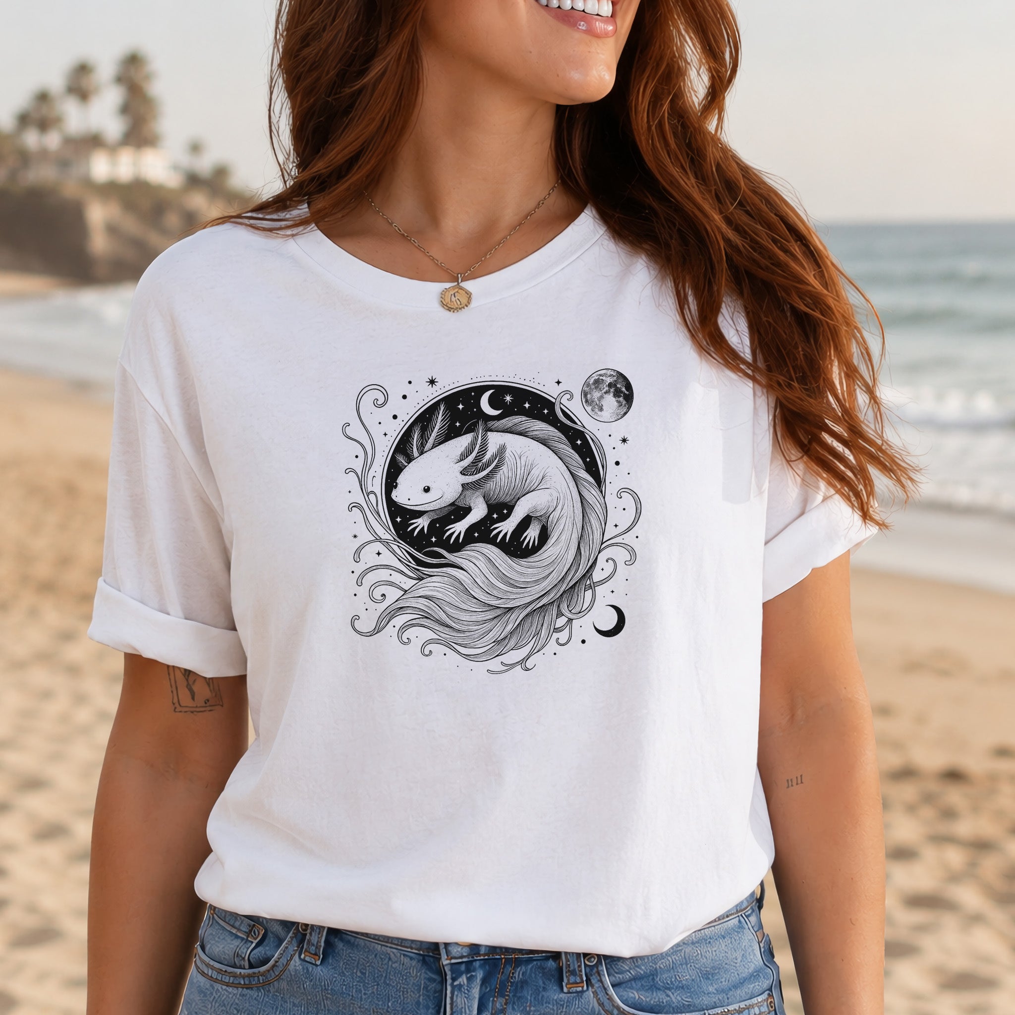 Axolotl Delicate Circle Illustration T-Shirt