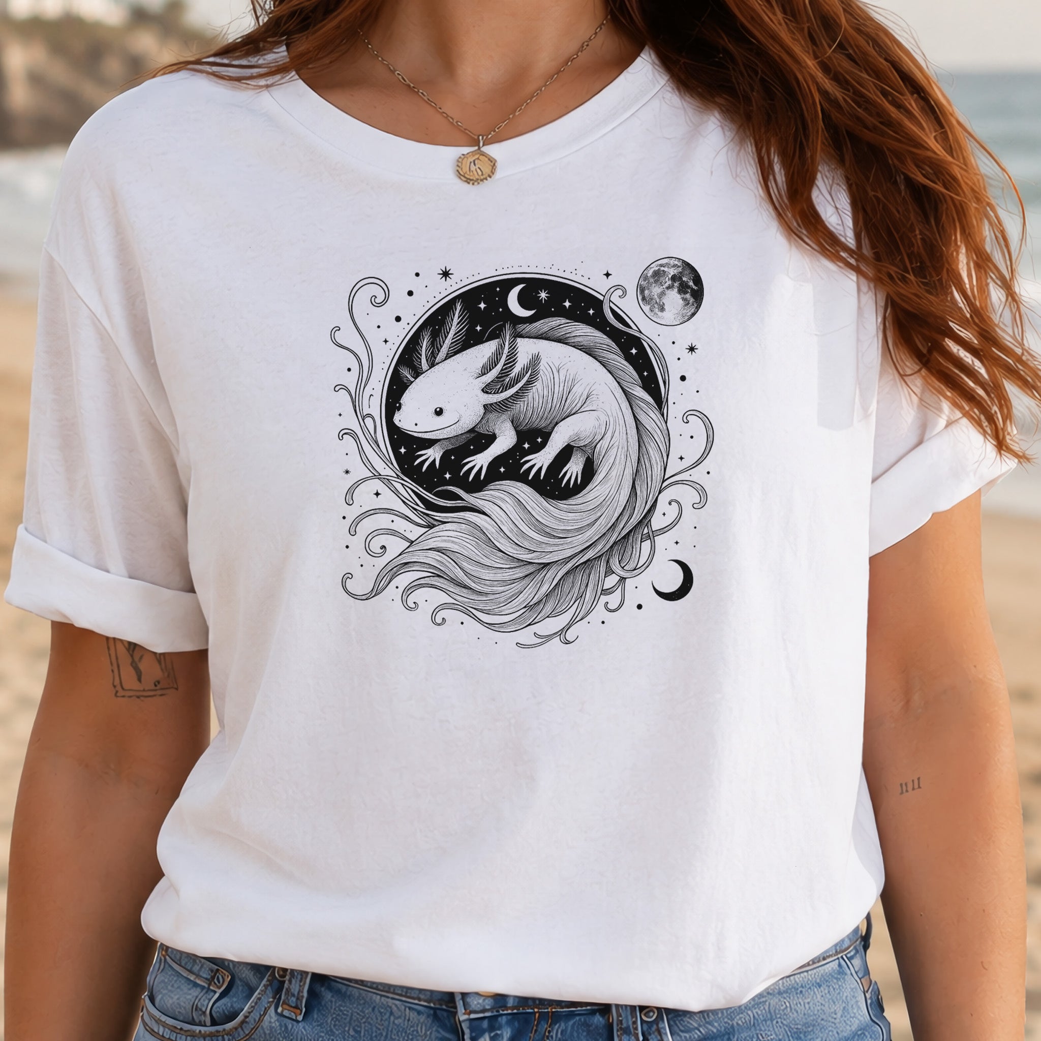 Axolotl Delicate Circle Illustration T-Shirt