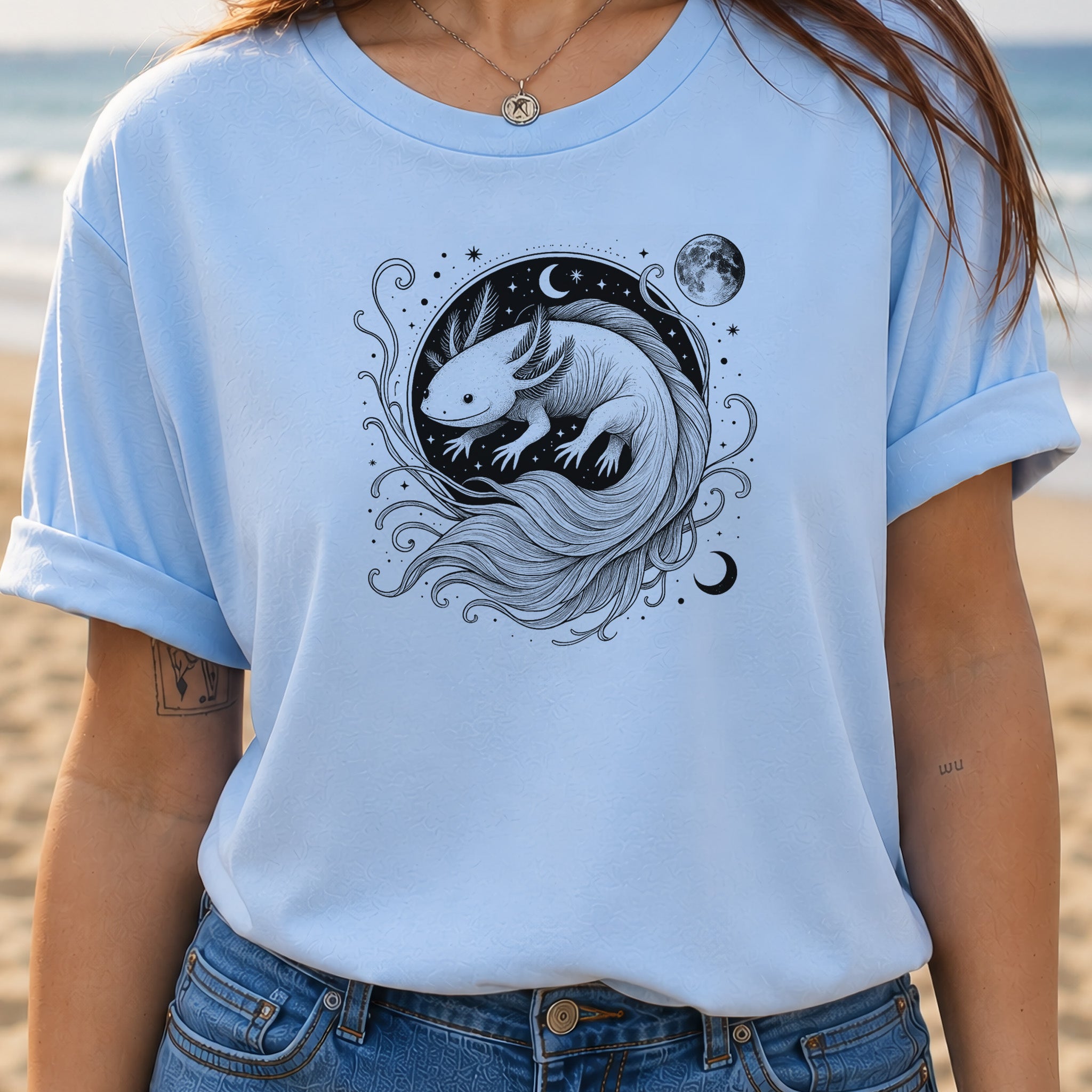 Axolotl Delicate Circle Illustration T-Shirt