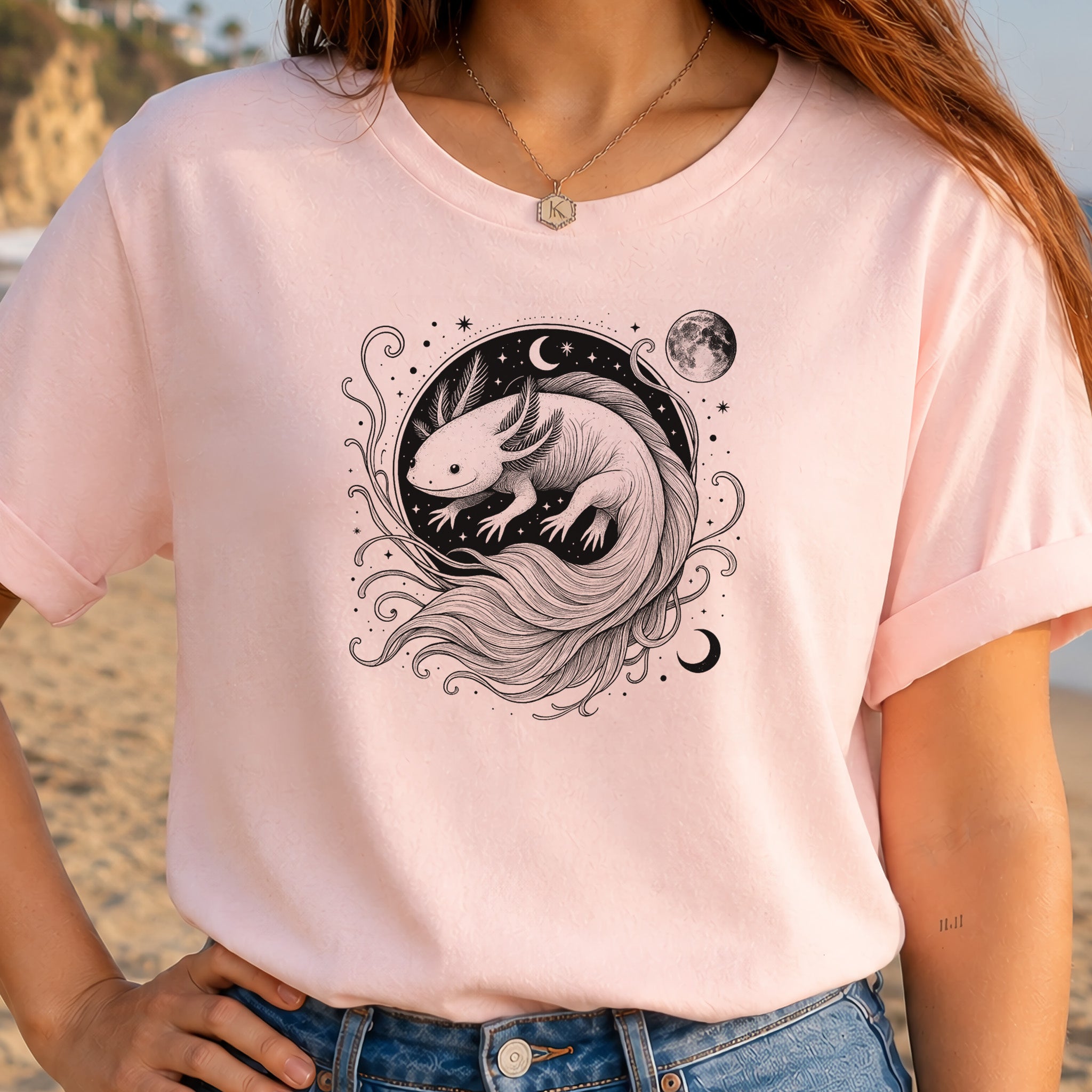 Axolotl Delicate Circle Illustration T-Shirt