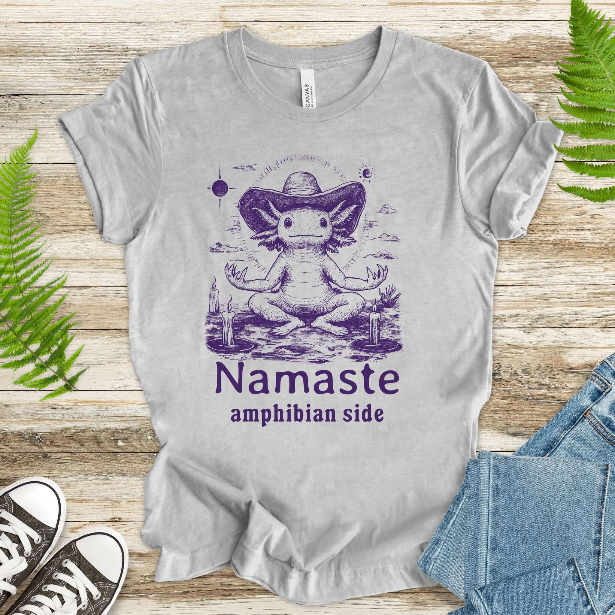Axolotl Namaste Amphibian Side T-Shirt