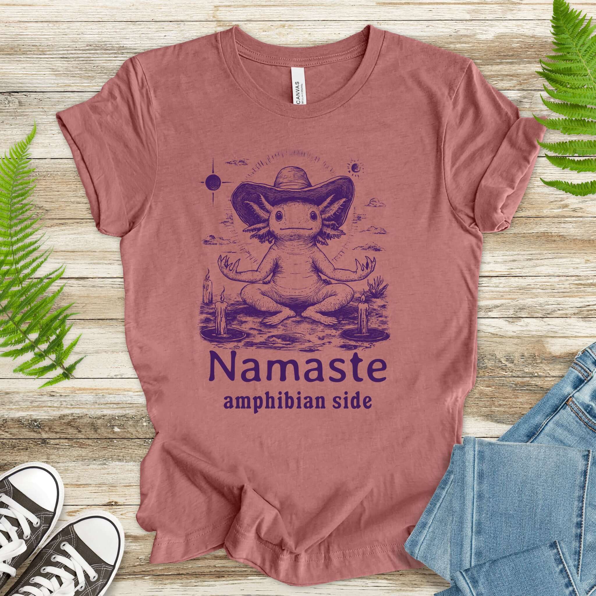 Axolotl Namaste Amphibian Side T-Shirt