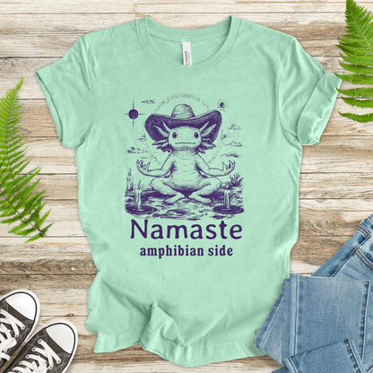 Axolotl Namaste Amphibian Side T-Shirt