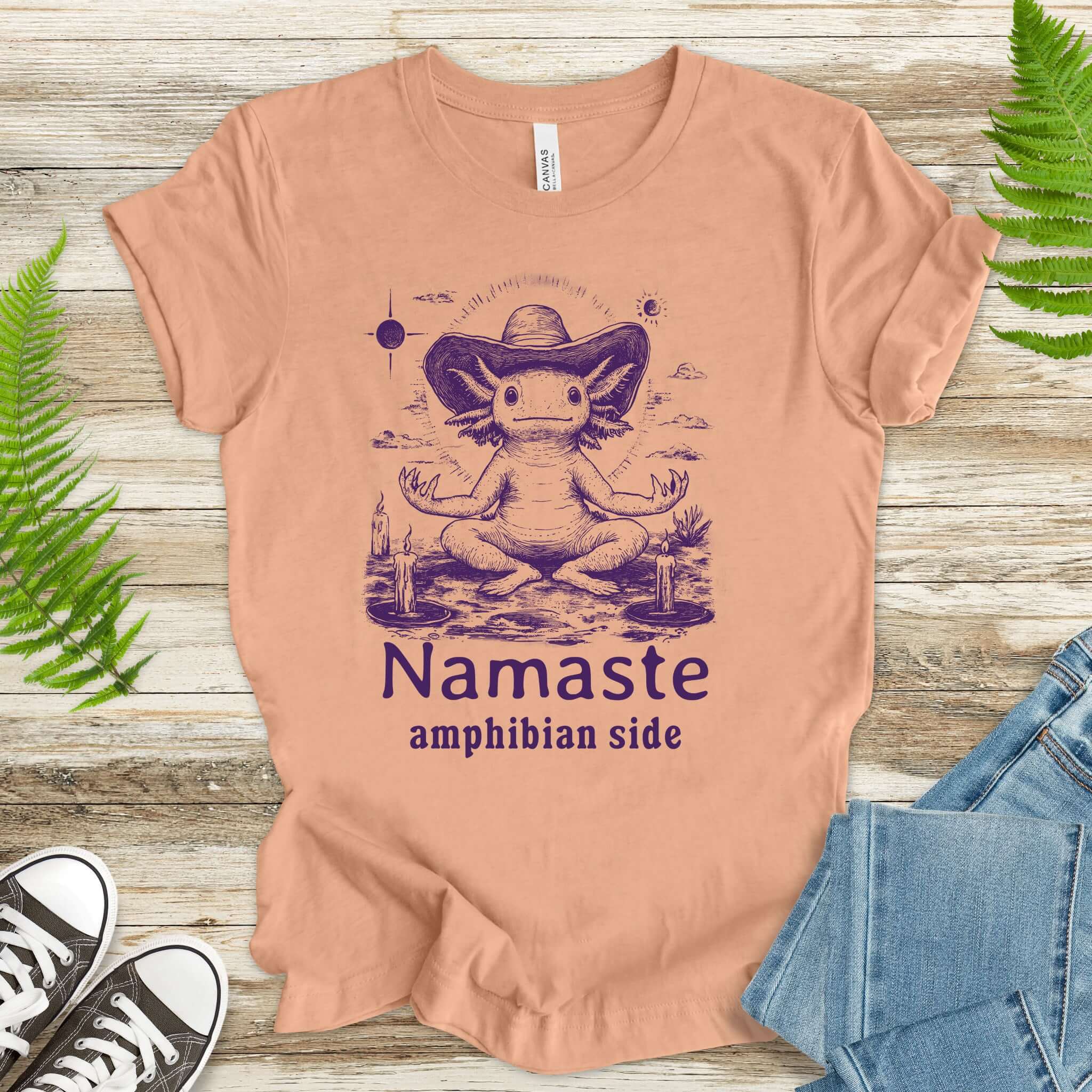 Axolotl Namaste Amphibian Side T-Shirt
